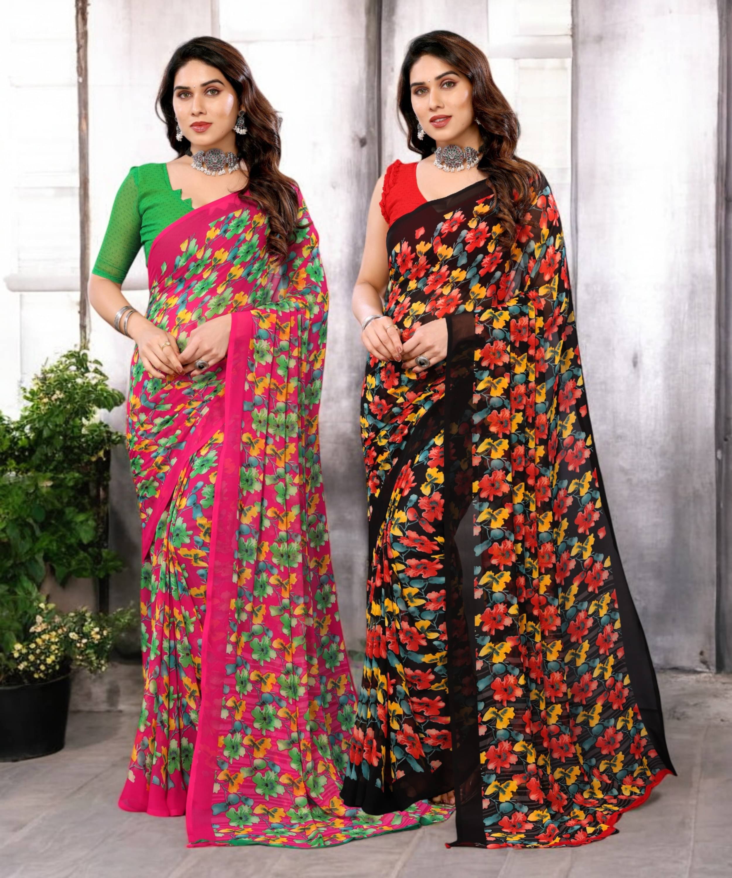 TTH Georgette Printed Saree Without Blouse Piece ( Multicolor 10 ) TTH Georgette Printed Saree Without Blouse Piece ( Multicolor 10 )
