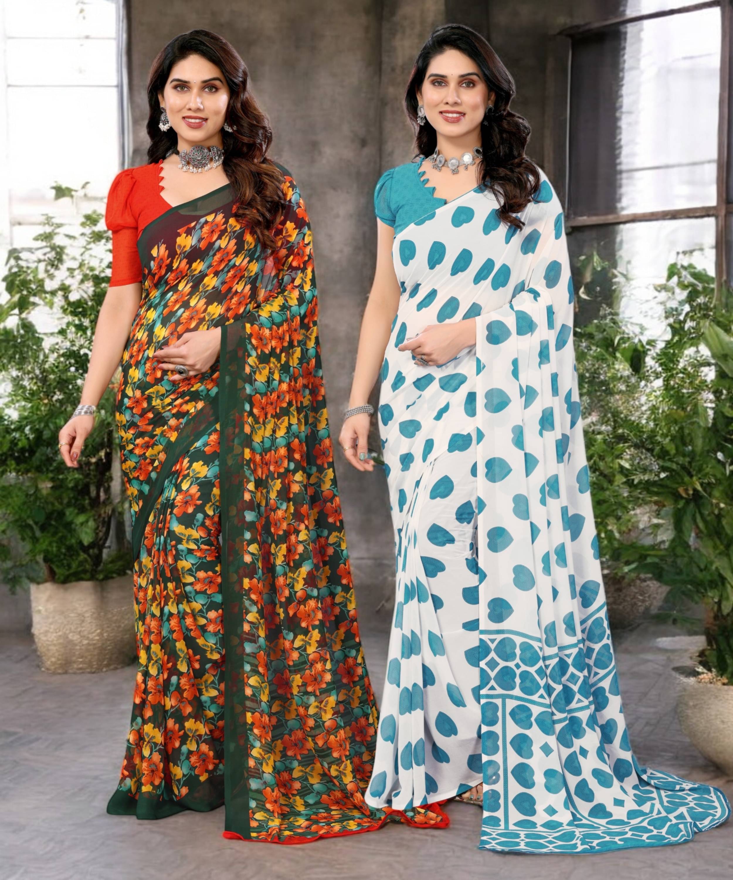 TTH Georgette Printed Saree Without Blouse Piece ( Multicolor 11 ) TTH Georgette Printed Saree Without Blouse Piece ( Multicolor 11 )