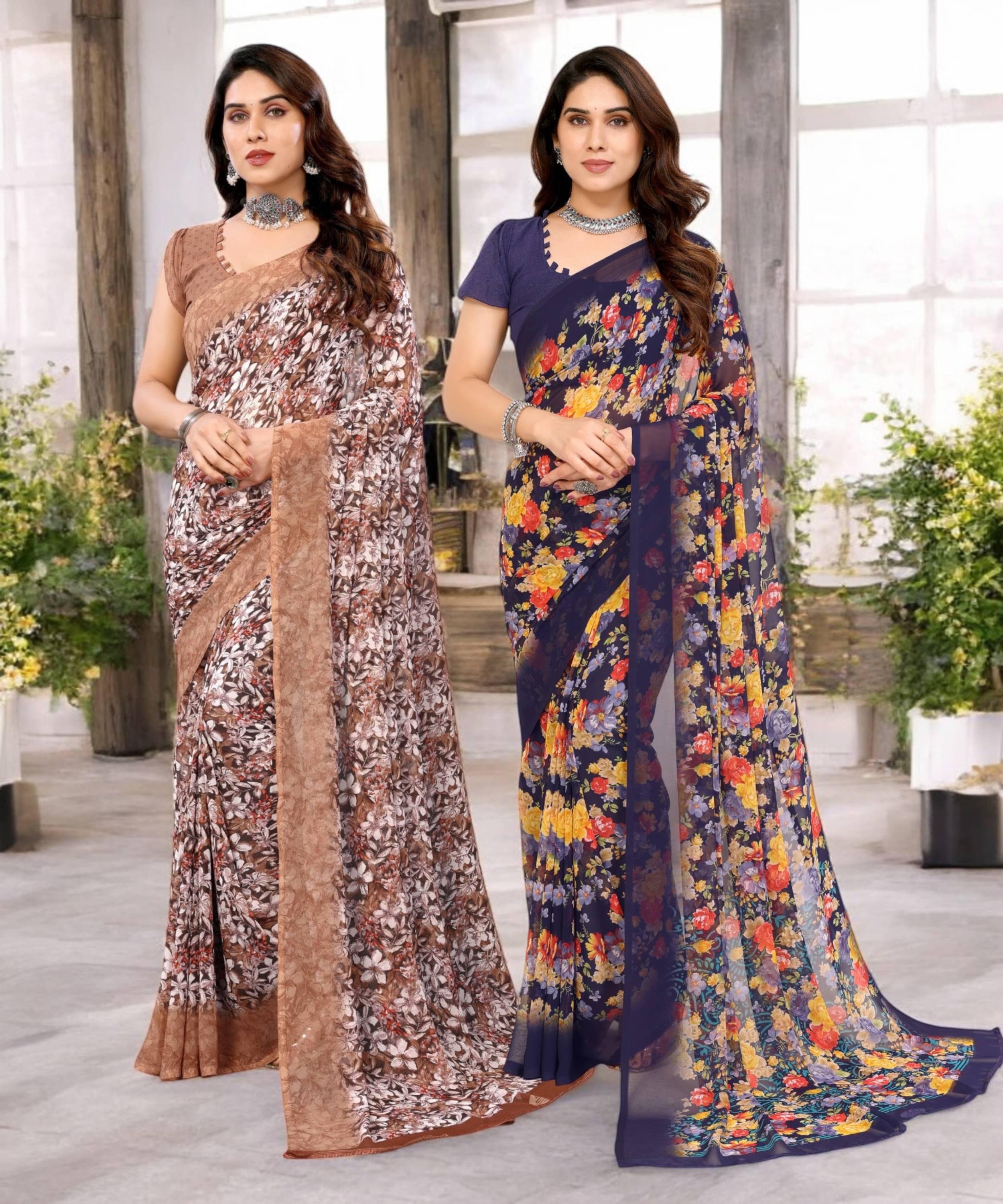 TTH Georgette Printed Saree Without Blouse Piece ( Multicolor 15 ) TTH Georgette Printed Saree Without Blouse Piece ( Multicolor 15 )