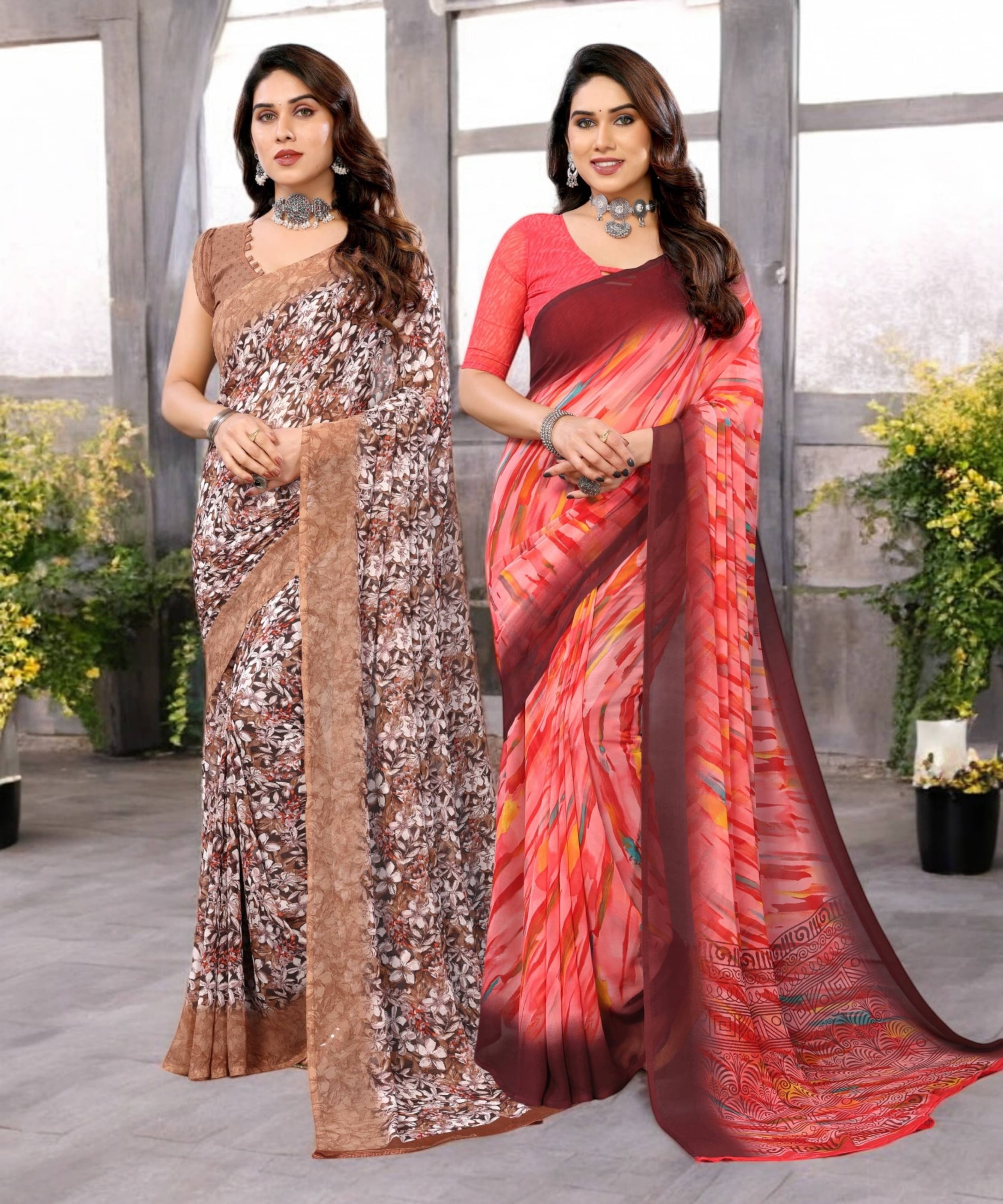 TTH Georgette Printed Saree Without Blouse Piece ( Multicolor 12 ) TTH Georgette Printed Saree Without Blouse Piece ( Multicolor 12 )