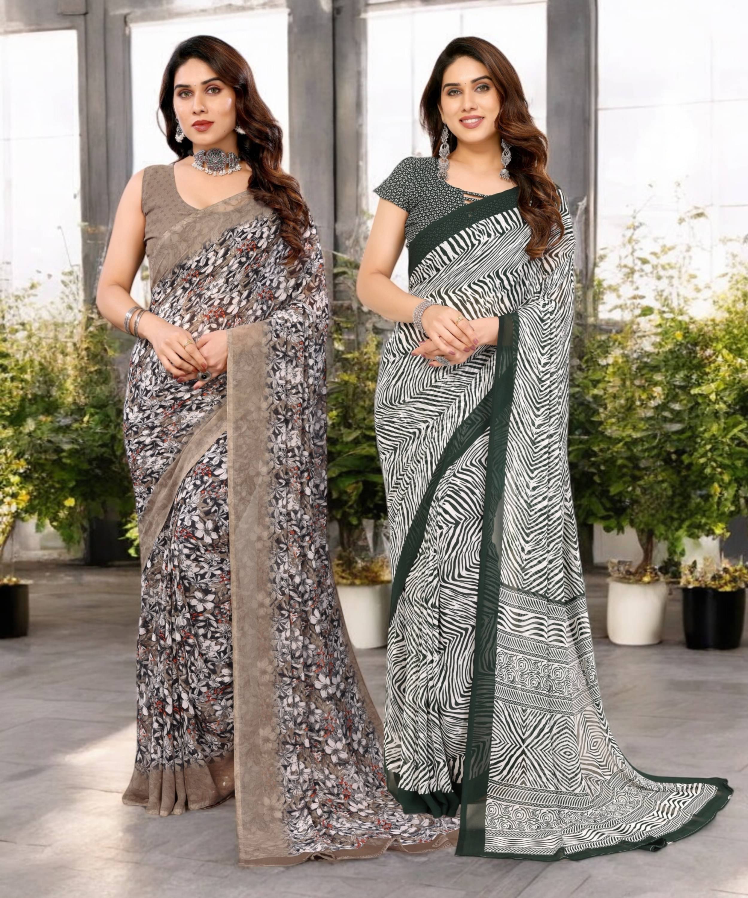     			TTH Georgette Printed Saree Without Blouse Piece ( Multicolor 3 )