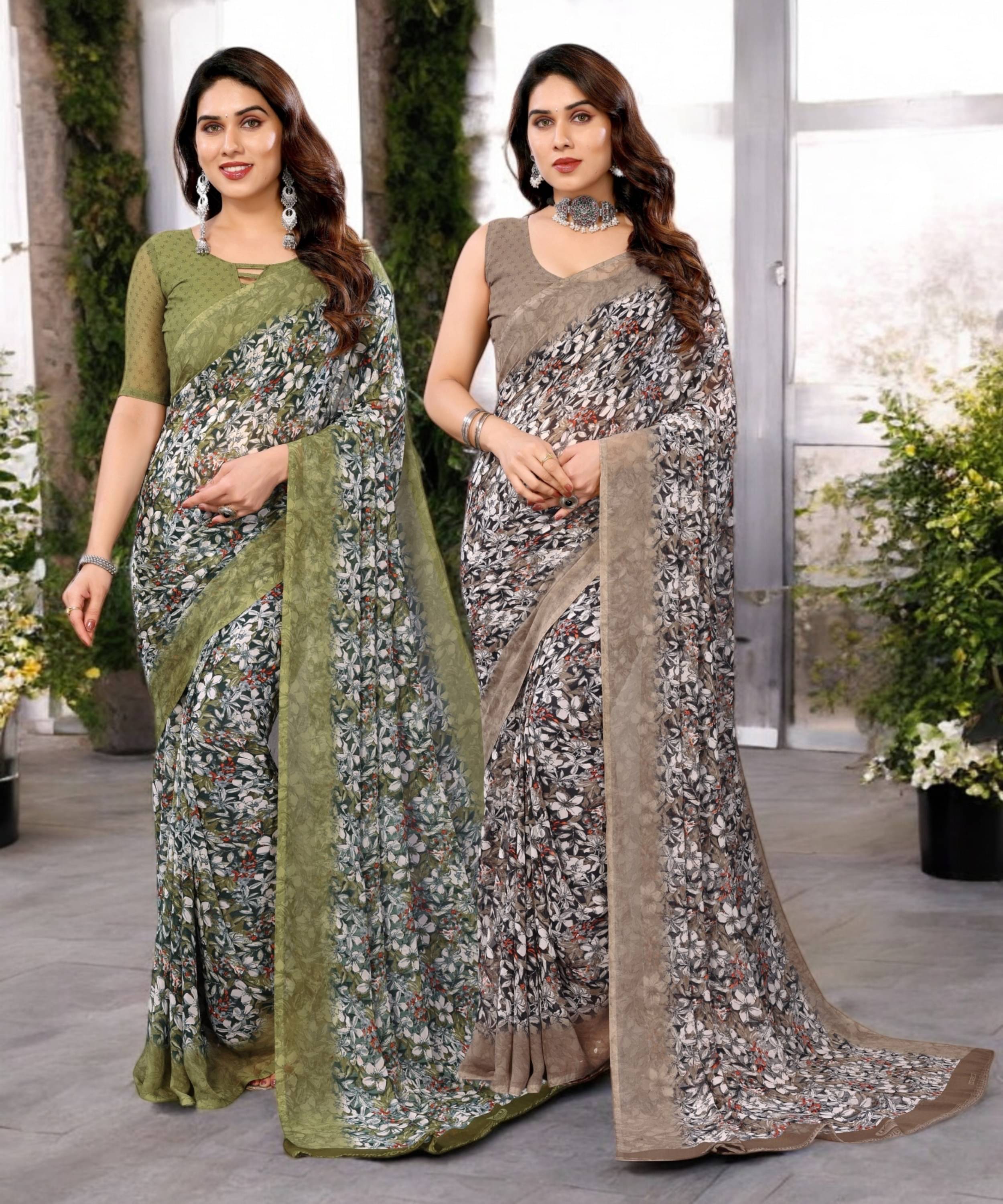     			TTH Georgette Printed Saree Without Blouse Piece ( Multicolor 14 )