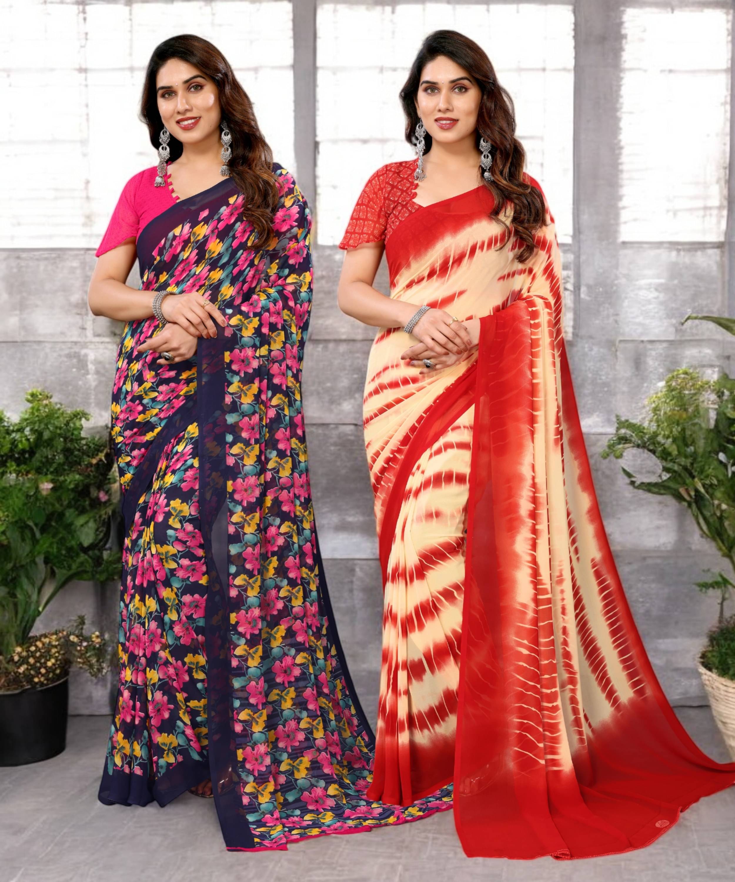 TTH Georgette Printed Saree Without Blouse Piece ( Multicolor 8 ) TTH Georgette Printed Saree Without Blouse Piece ( Multicolor 8 )