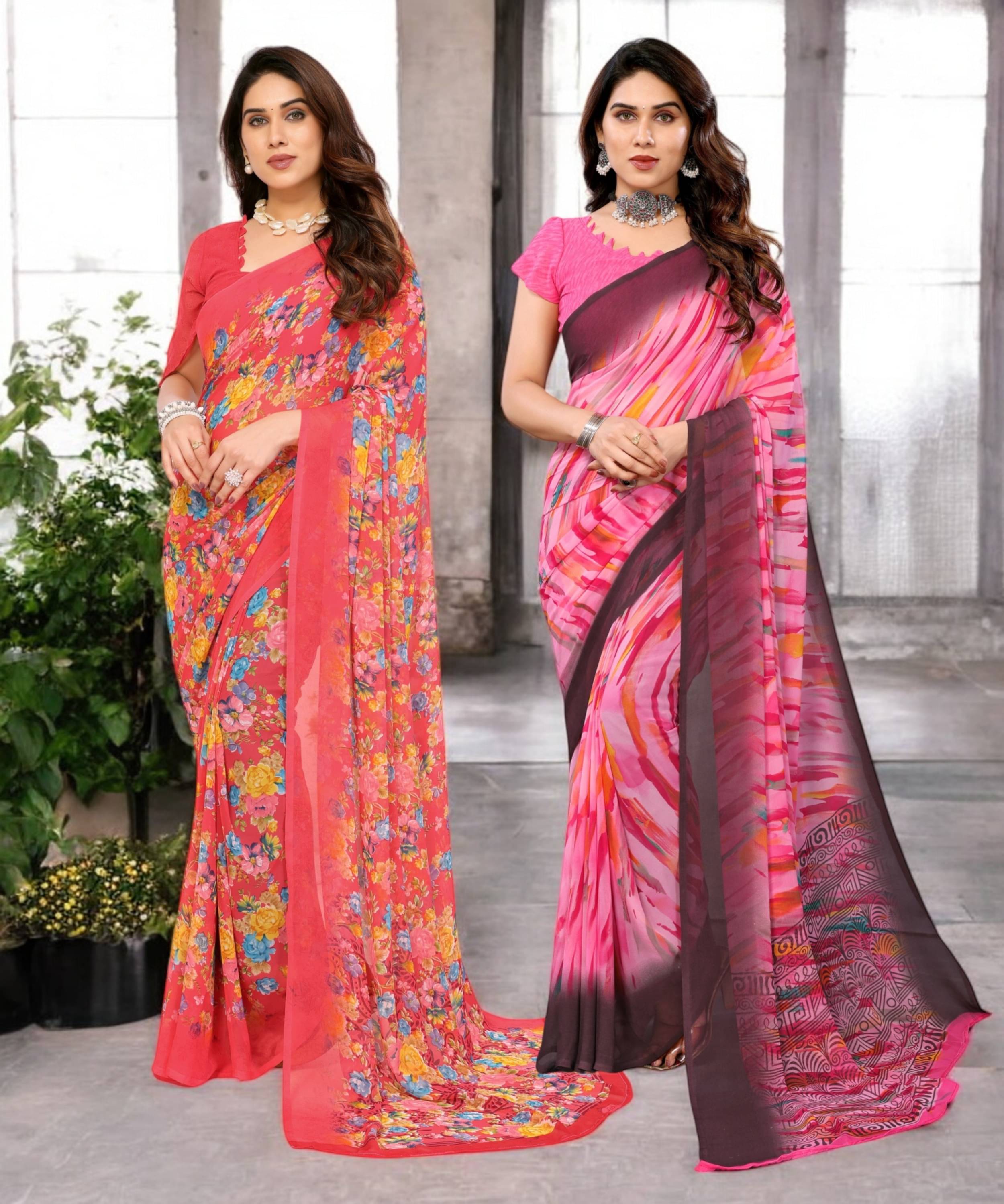 TTH Georgette Printed Saree Without Blouse Piece ( Multicolor 3 ) TTH Georgette Printed Saree Without Blouse Piece ( Multicolor 3 )