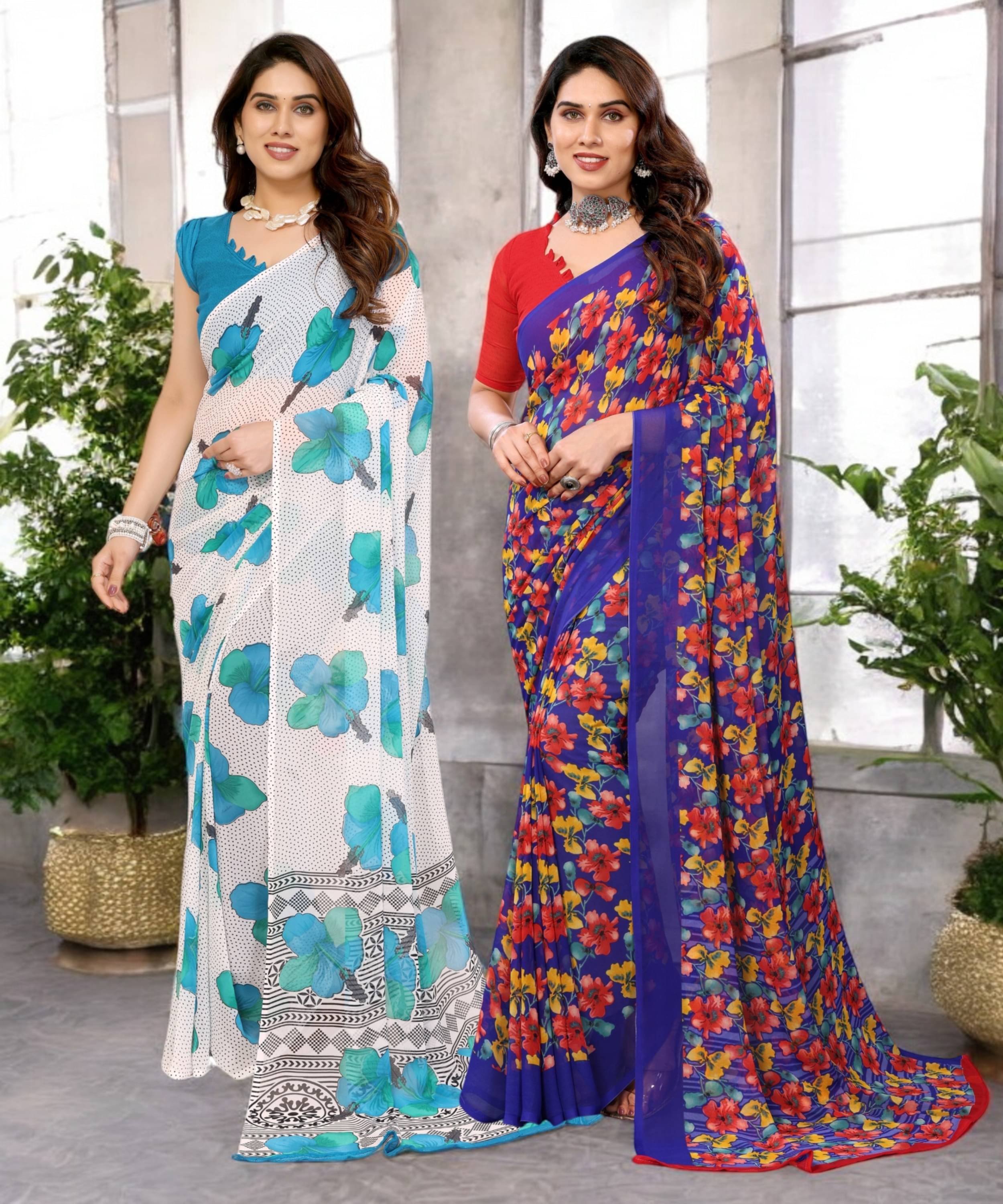TTH Georgette Printed Saree Without Blouse Piece ( Multicolor 10 ) TTH Georgette Printed Saree Without Blouse Piece ( Multicolor 10 )