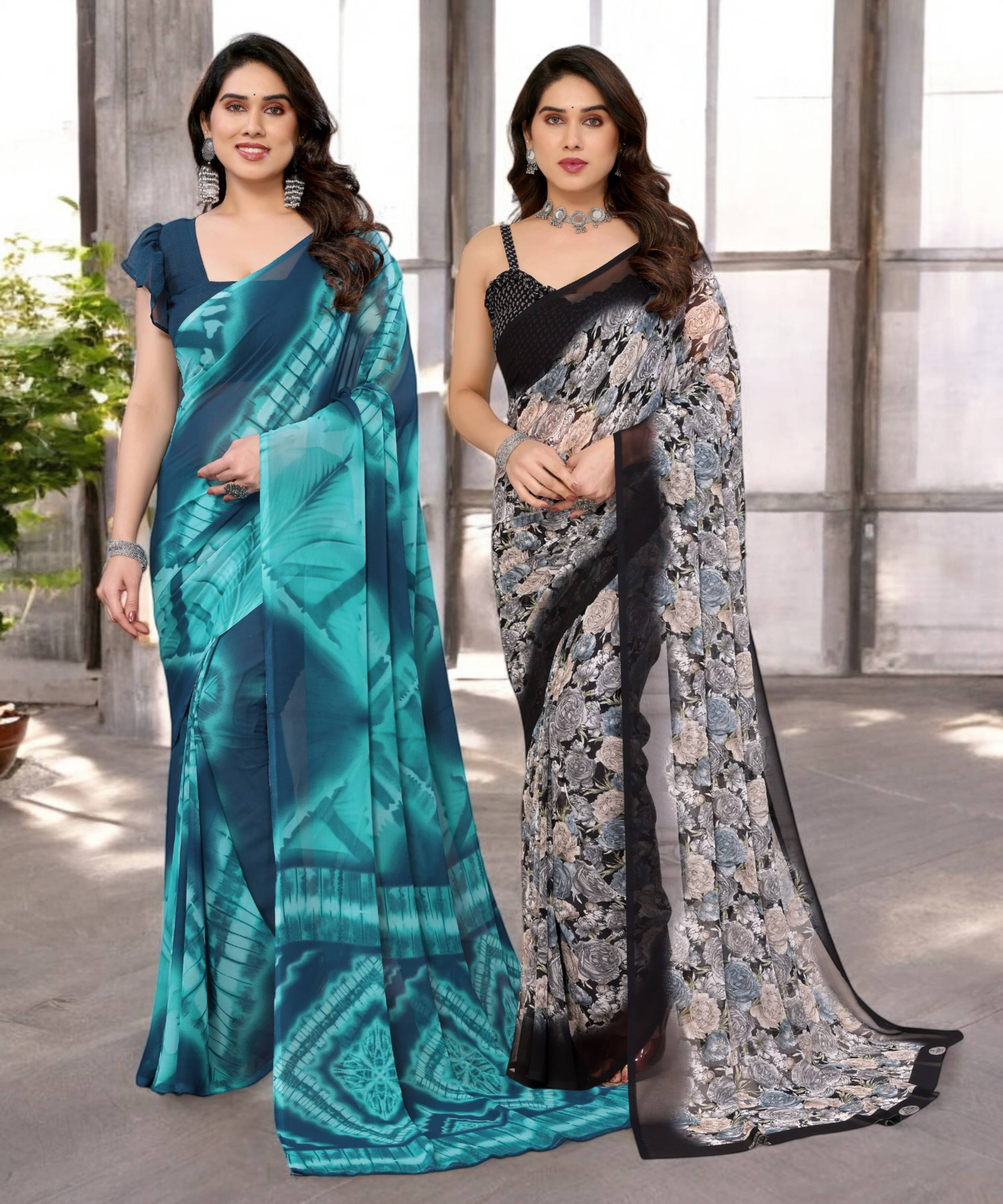     			TTH Georgette Printed Saree Without Blouse Piece ( Multicolor 10 )