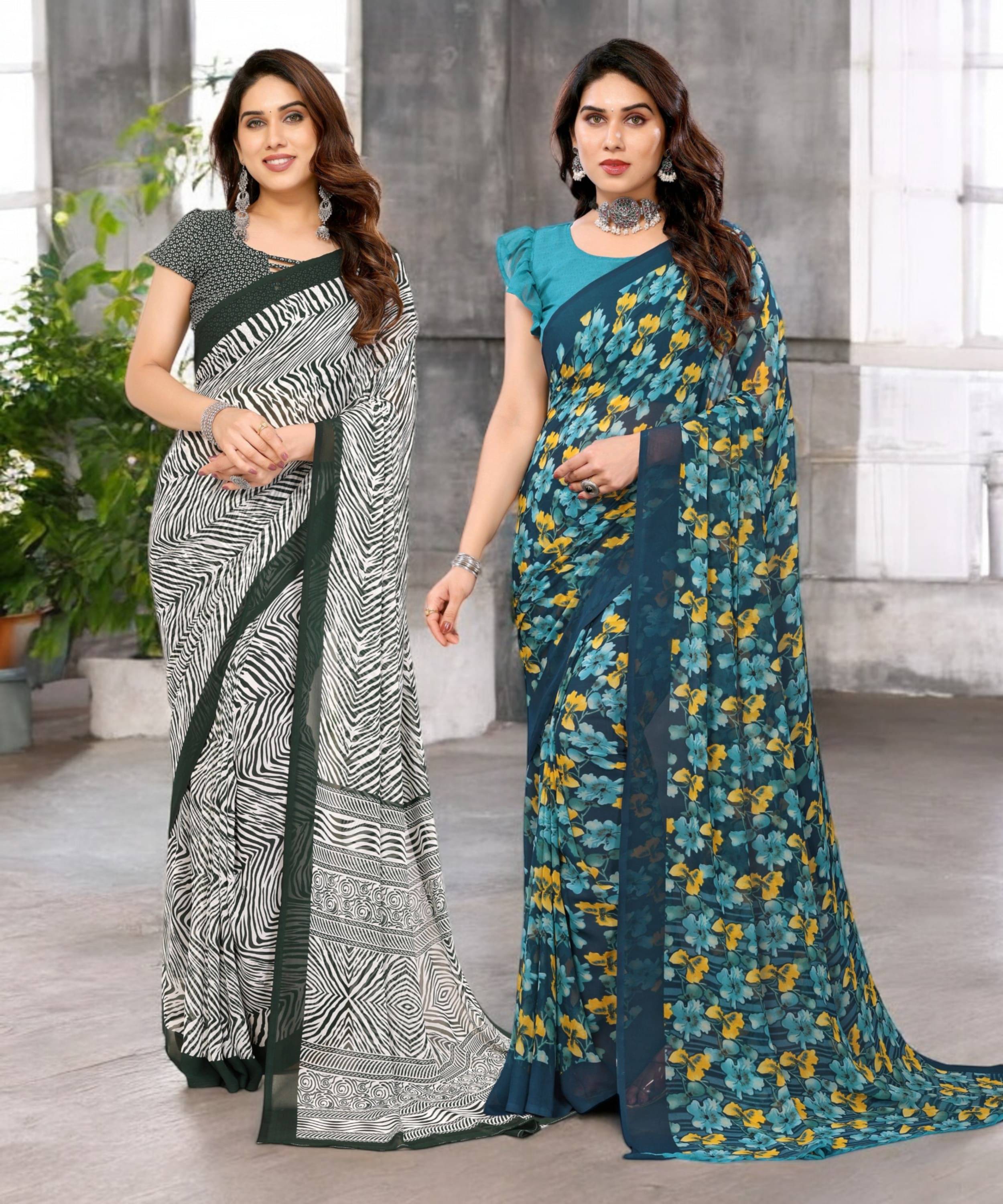 TTH Georgette Printed Saree Without Blouse Piece ( Multicolor 16 )     			TTH Georgette Printed Saree Without Blouse Piece ( Multicolor 16 )