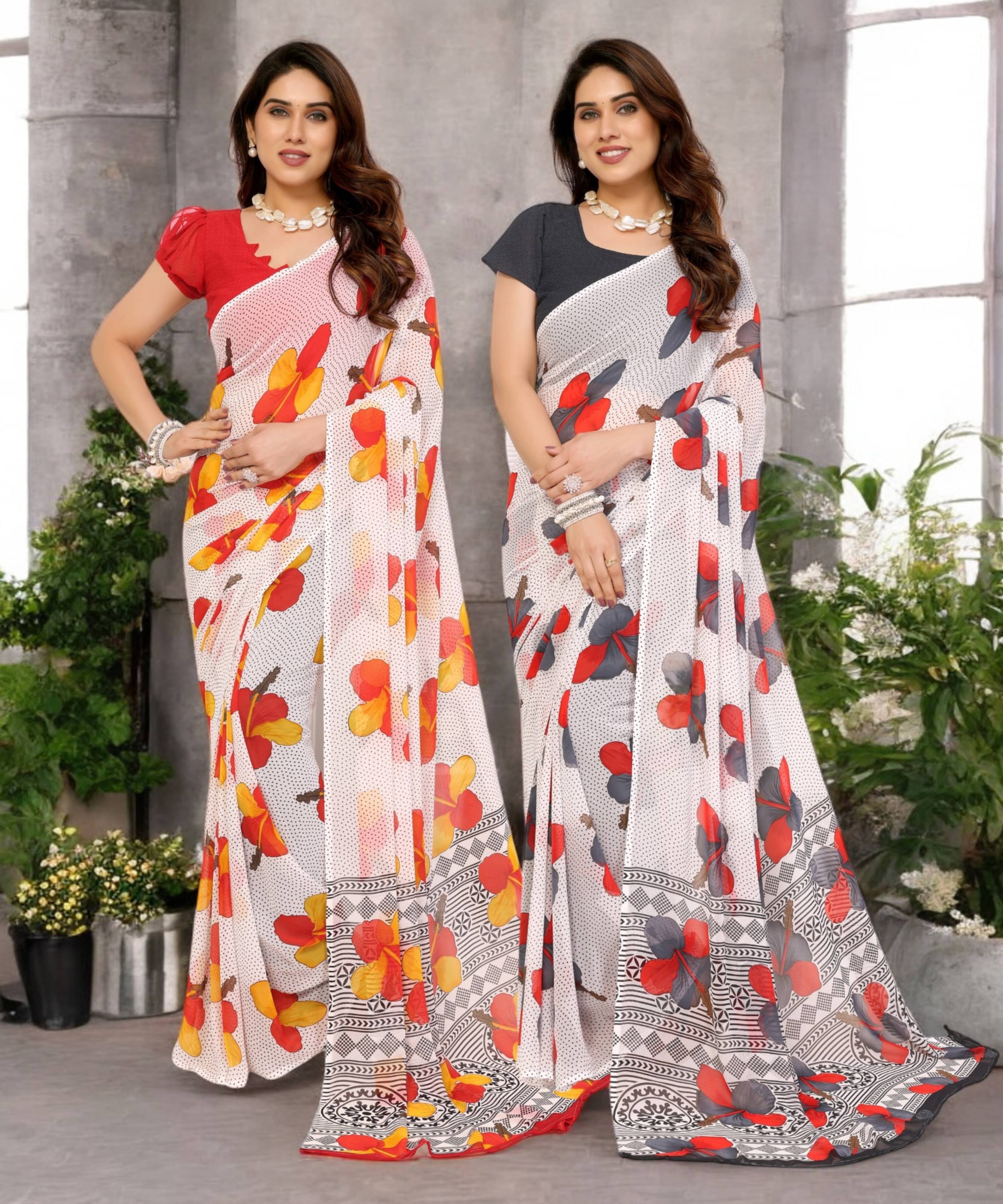     			TTH Georgette Printed Saree Without Blouse Piece ( Multicolor 4 )