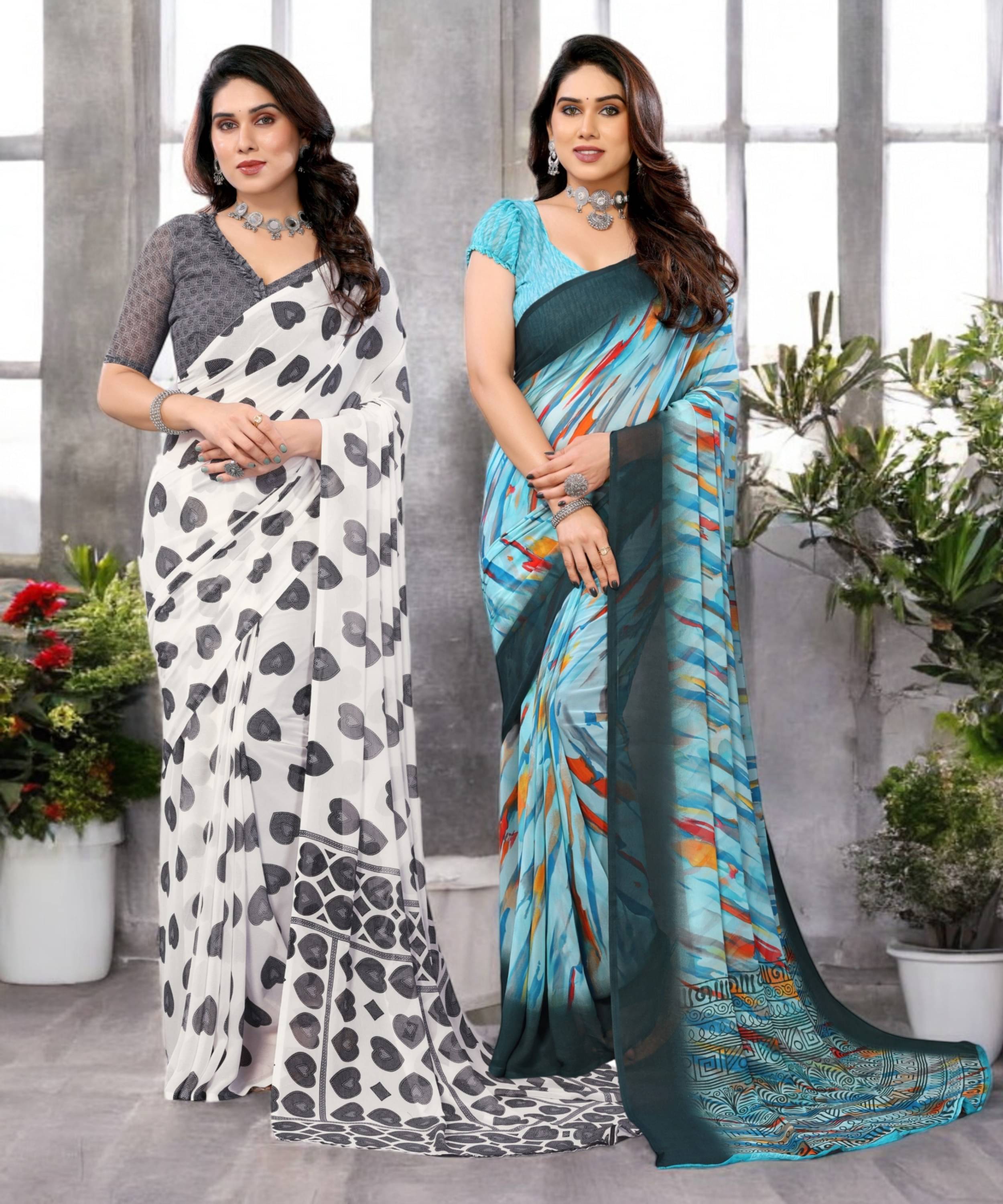 TTH Georgette Printed Saree Without Blouse Piece ( Multicolor 10 ) TTH Georgette Printed Saree Without Blouse Piece ( Multicolor 10 )
