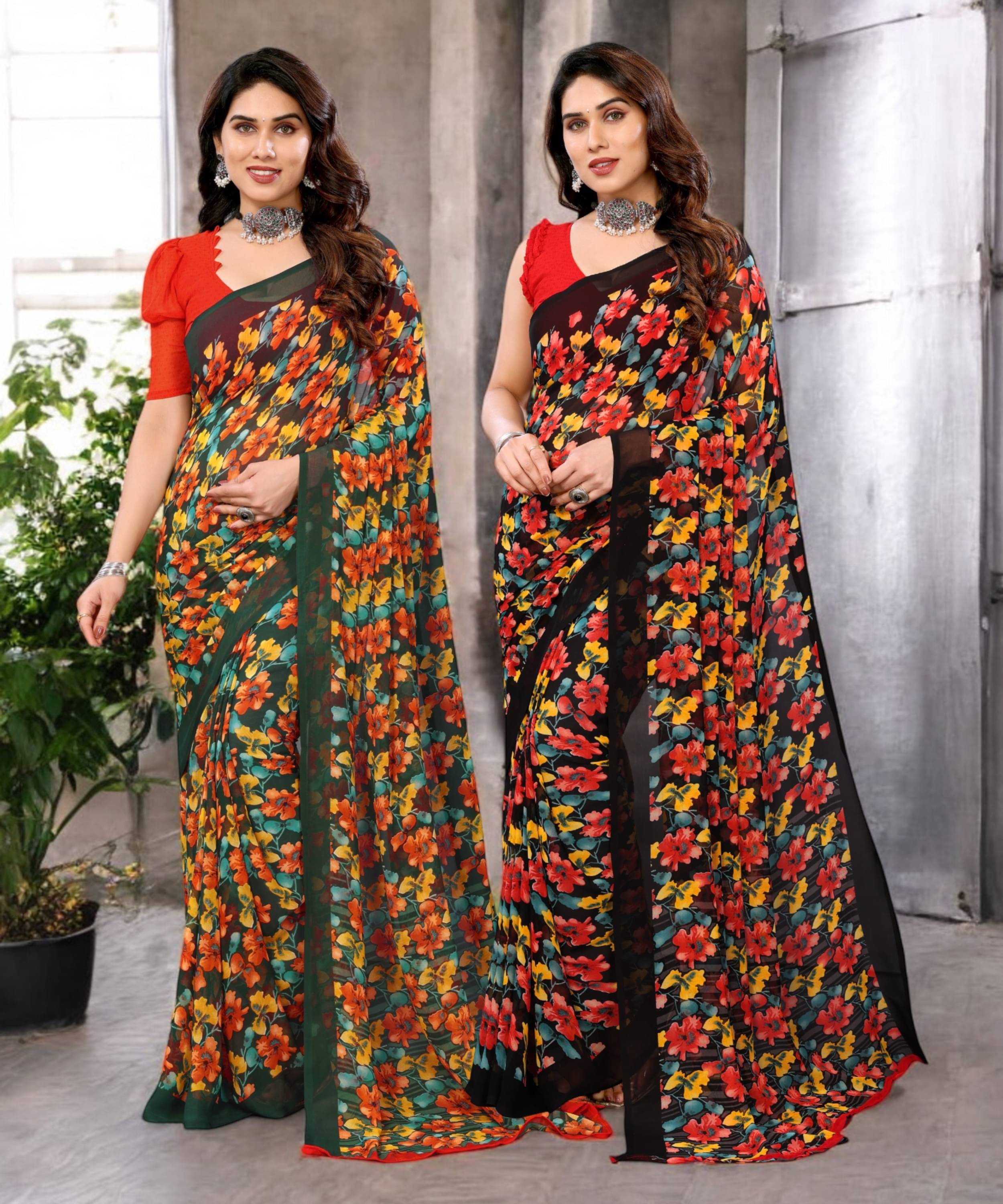TTH Georgette Printed Saree Without Blouse Piece ( Multicolor 13 ) TTH Georgette Printed Saree Without Blouse Piece ( Multicolor 13 )