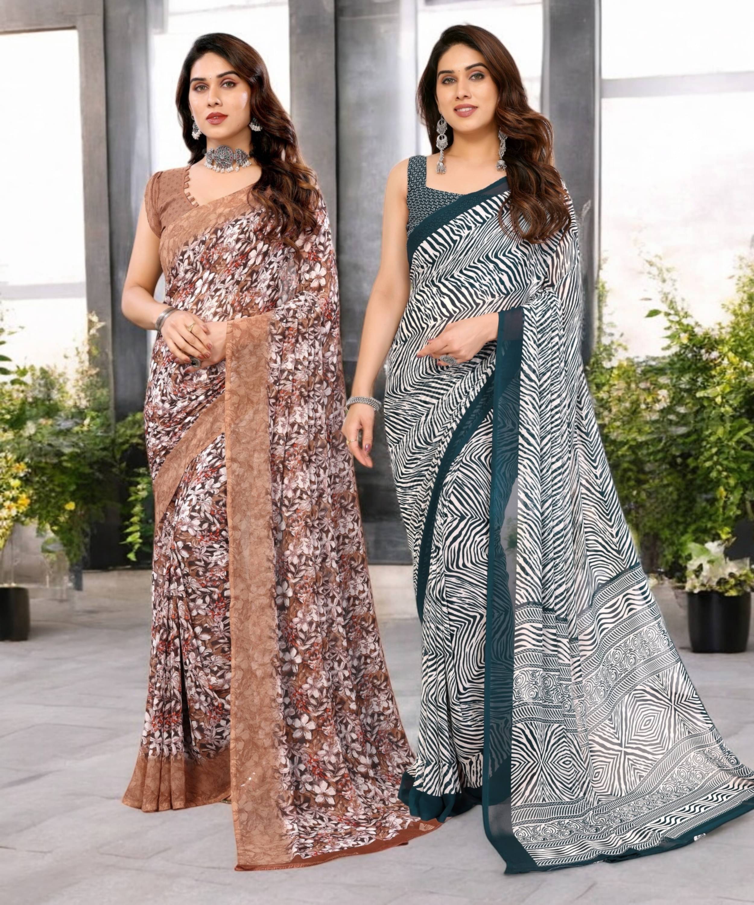     			TTH Georgette Printed Saree Without Blouse Piece ( Multicolor 14 )