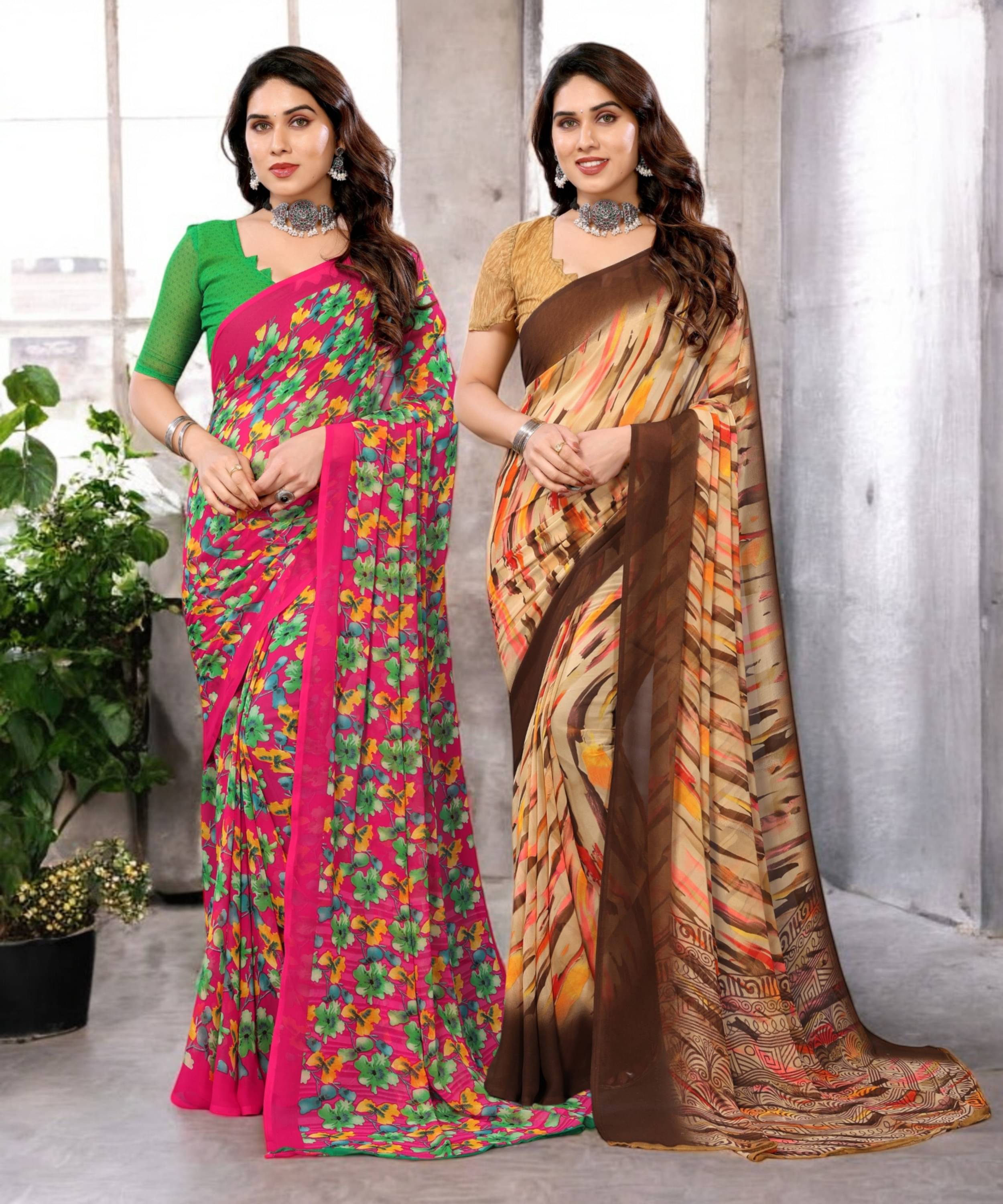 TTH Georgette Printed Saree Without Blouse Piece ( Multicolor 10 ) TTH Georgette Printed Saree Without Blouse Piece ( Multicolor 10 )