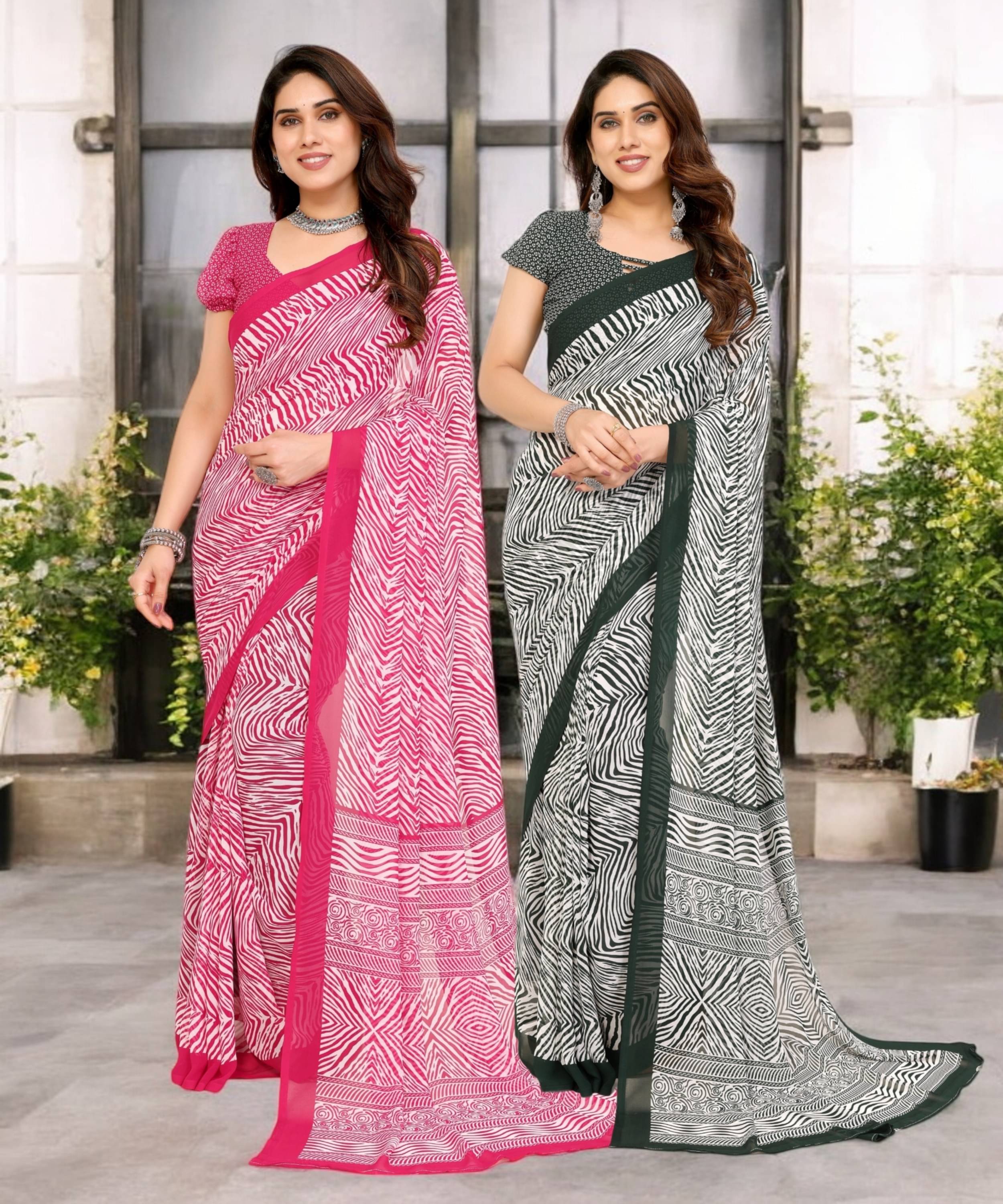     			TTH Georgette Printed Saree Without Blouse Piece ( Multicolor 3 )