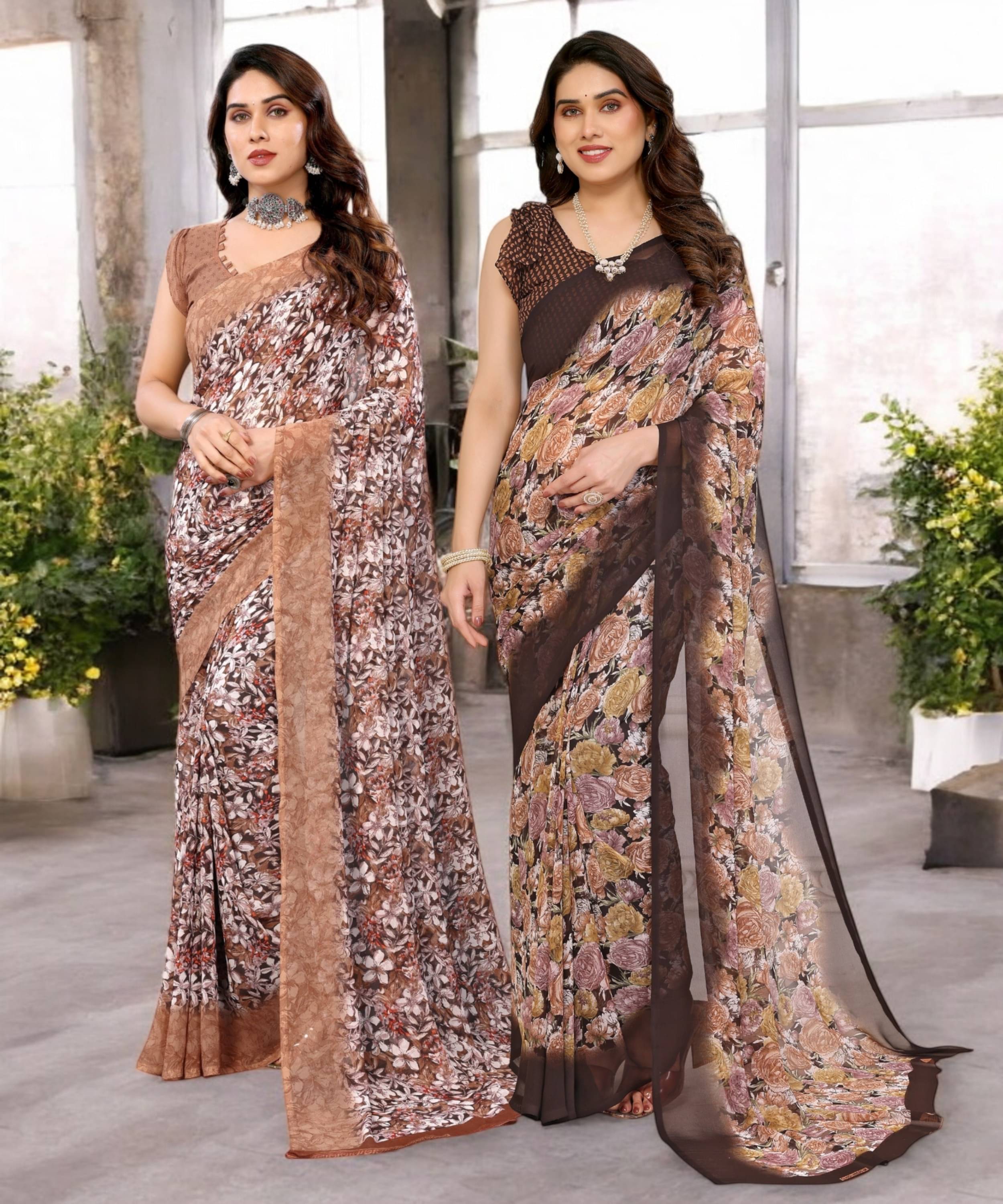     			TTH Georgette Printed Saree Without Blouse Piece ( Multicolor 17 )