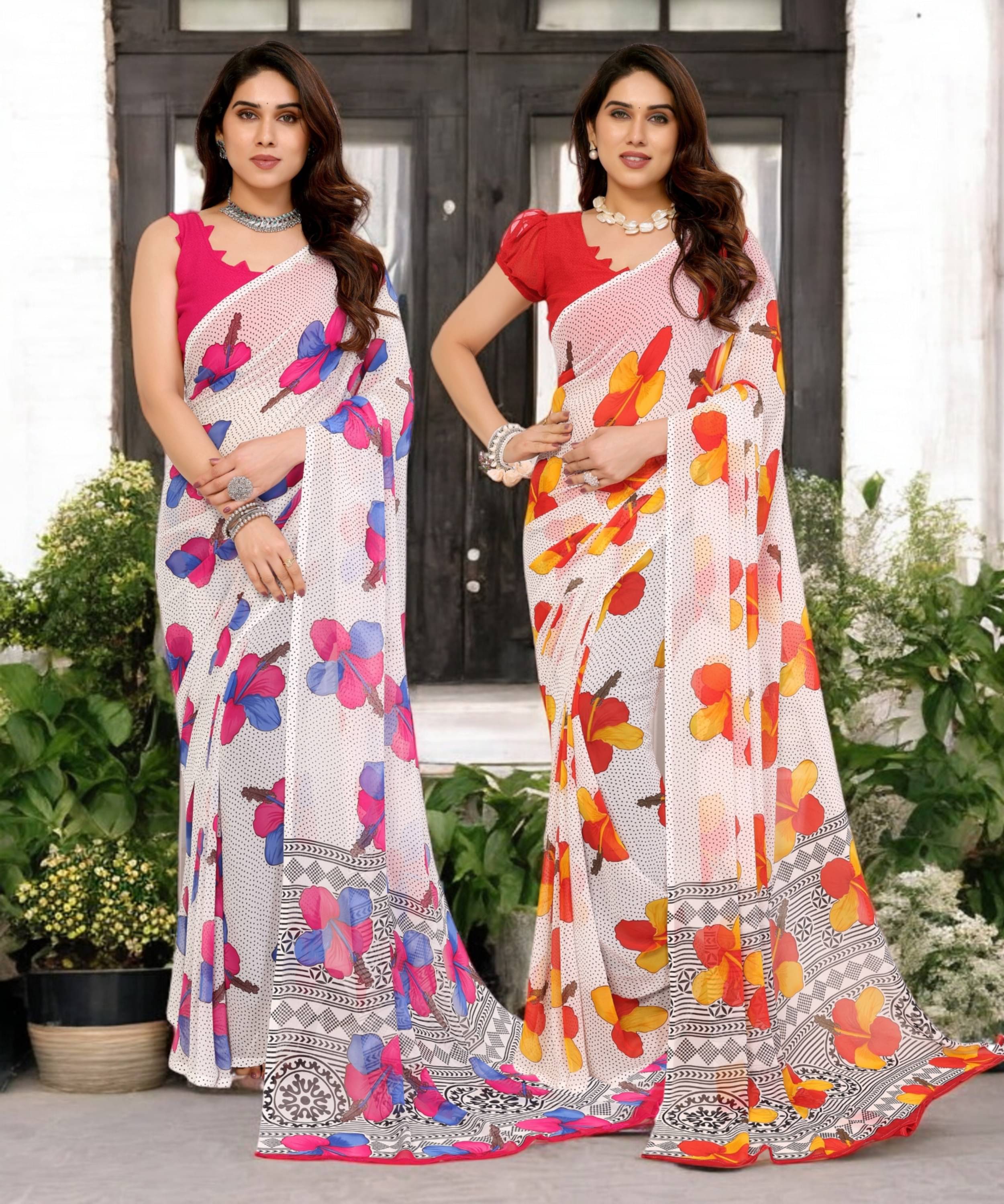     			TTH Georgette Printed Saree Without Blouse Piece ( Multicolor 2 )