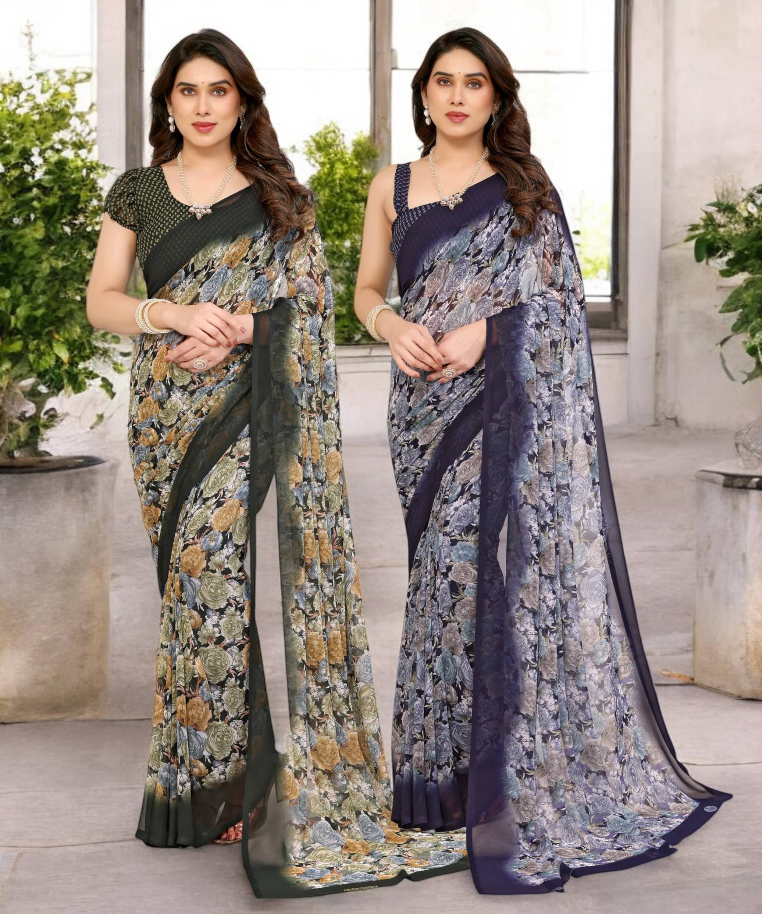TTH Georgette Printed Saree Without Blouse Piece ( Multicolor 7 ) TTH Georgette Printed Saree Without Blouse Piece ( Multicolor 7 )