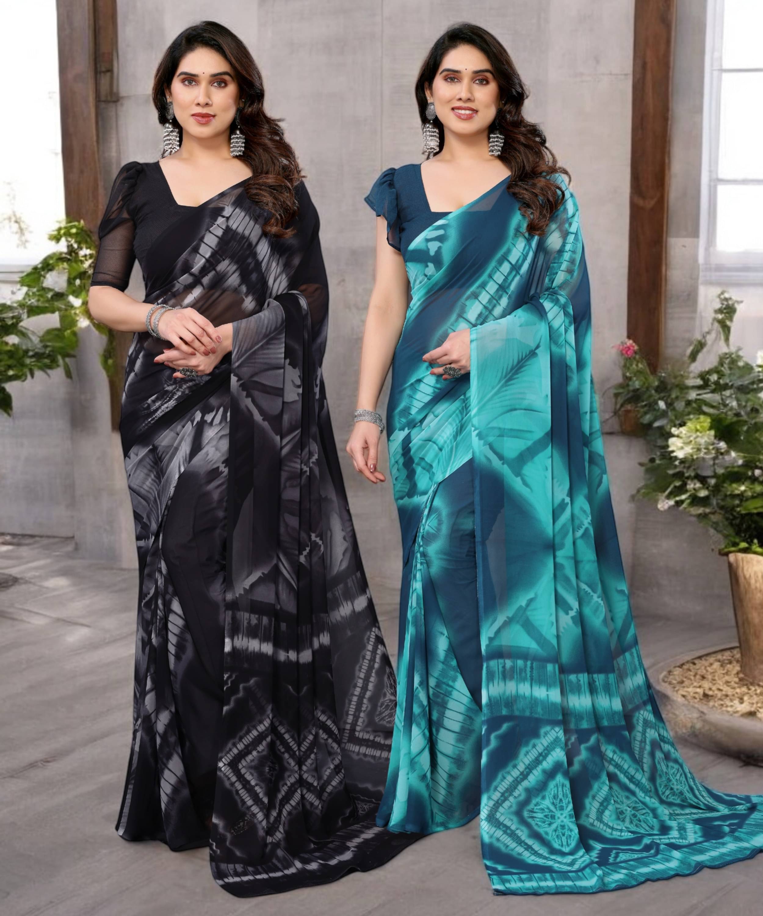     			TTH Georgette Printed Saree Without Blouse Piece ( Multicolor 3 )