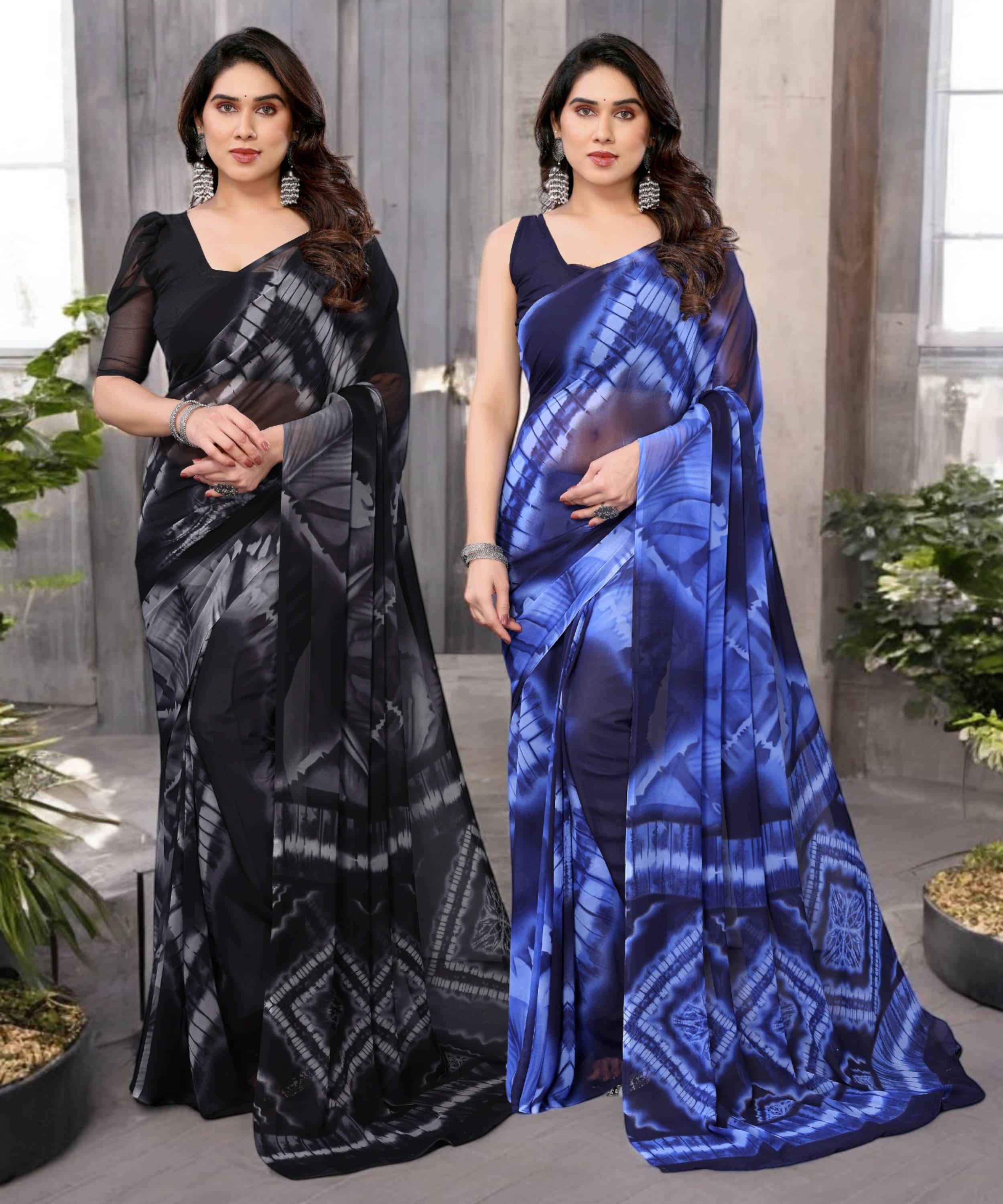     			TTH Georgette Printed Saree Without Blouse Piece ( Multicolor 2 )