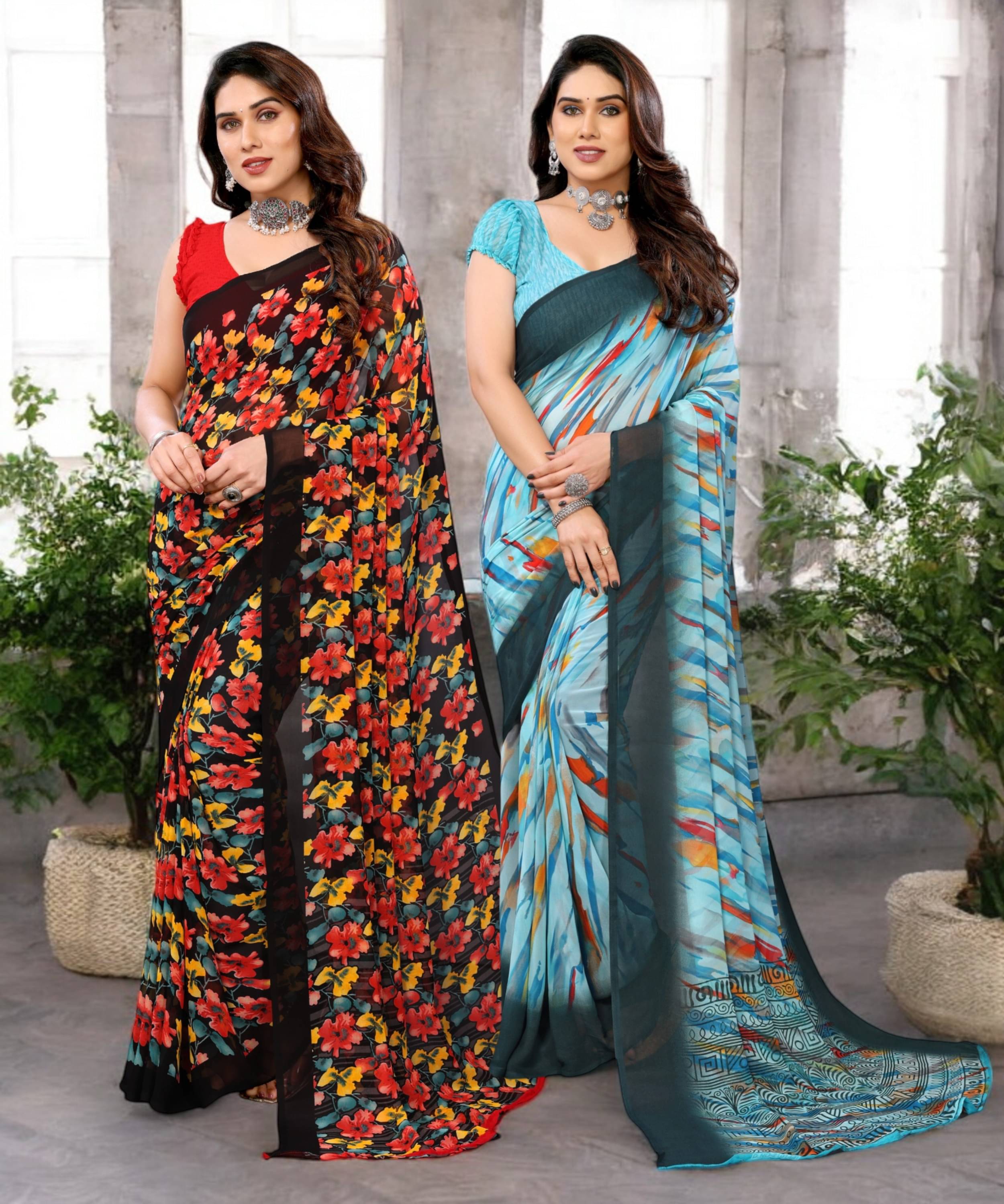 TTH Georgette Printed Saree Without Blouse Piece ( Multicolor 2 )     			TTH Georgette Printed Saree Without Blouse Piece ( Multicolor 2 )