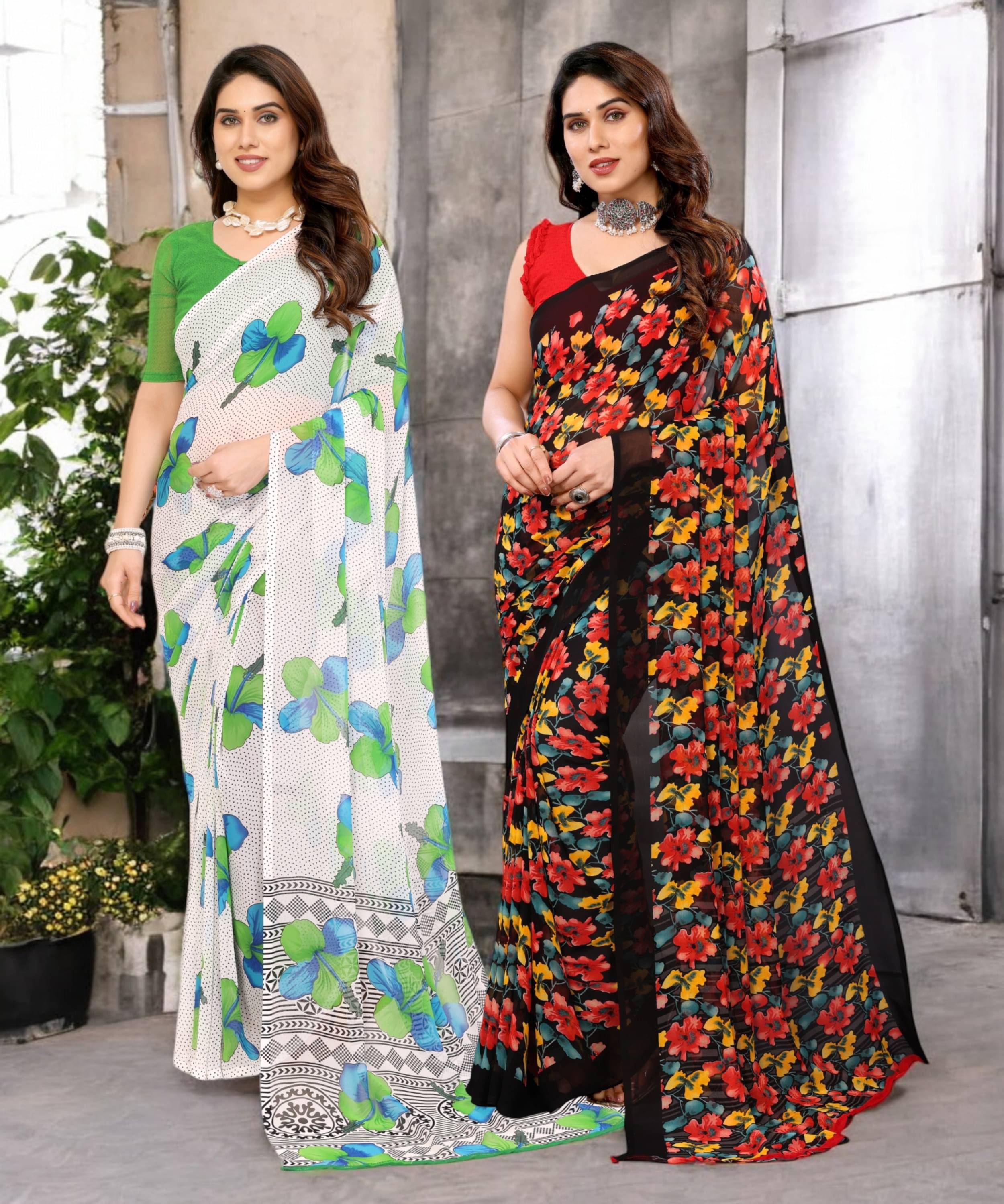 TTH Georgette Printed Saree Without Blouse Piece ( Multicolor 4 ) TTH Georgette Printed Saree Without Blouse Piece ( Multicolor 4 )