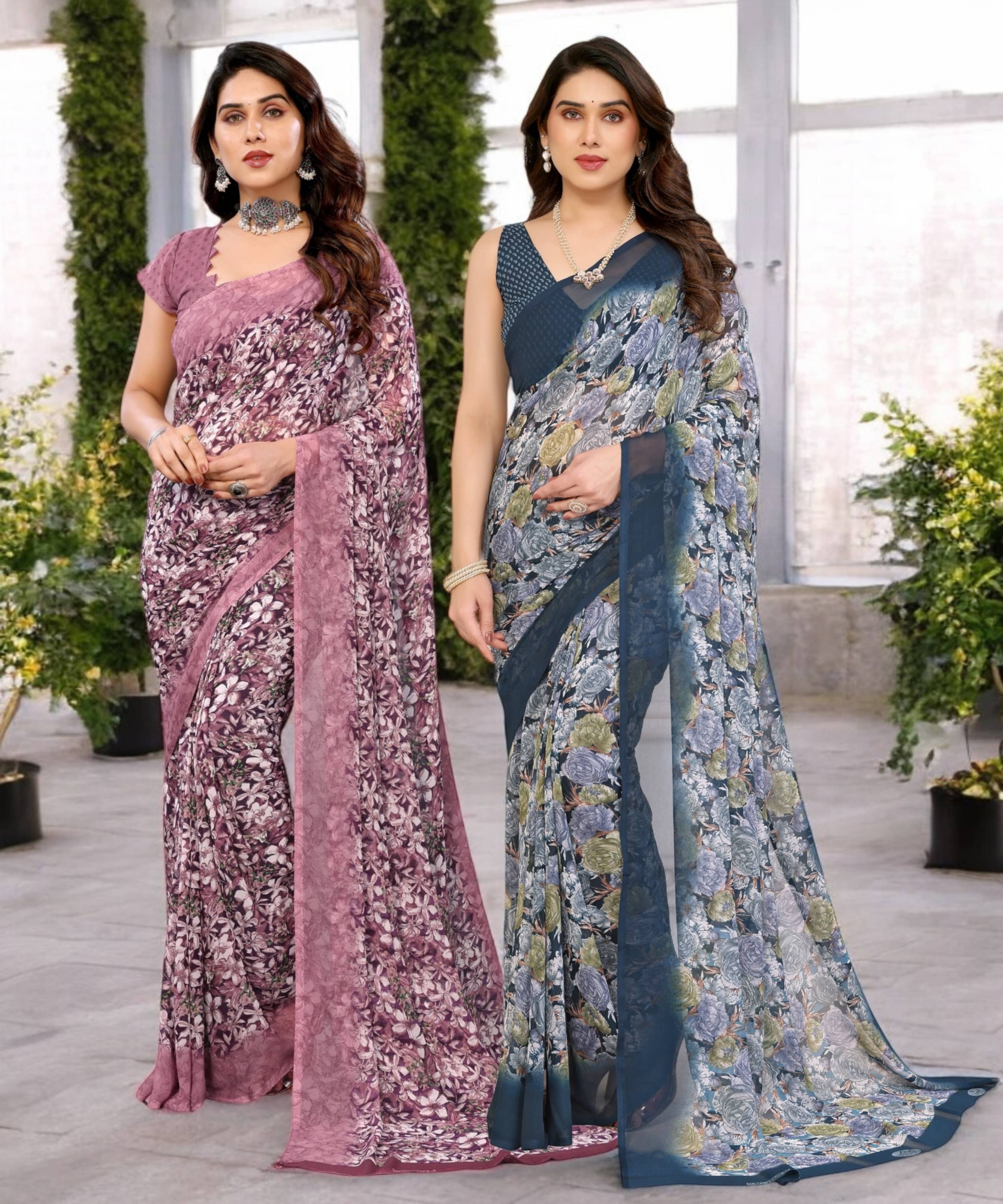     			TTH Georgette Printed Saree Without Blouse Piece ( Multicolor 2 )
