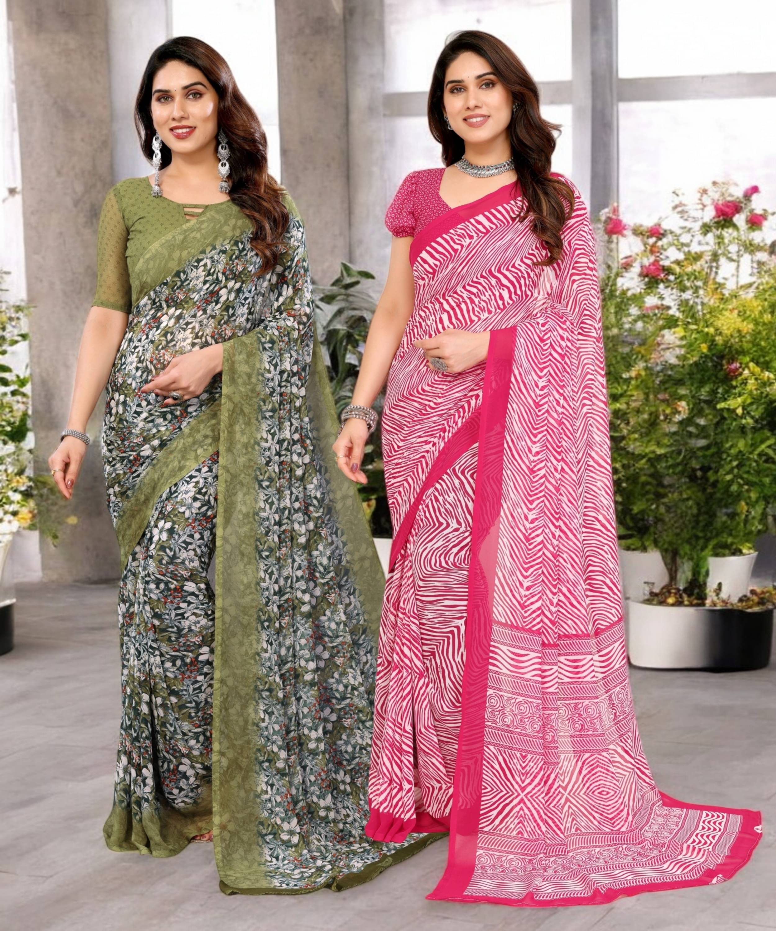 TTH Georgette Printed Saree Without Blouse Piece ( Multicolor 2 ) TTH Georgette Printed Saree Without Blouse Piece ( Multicolor 2 )