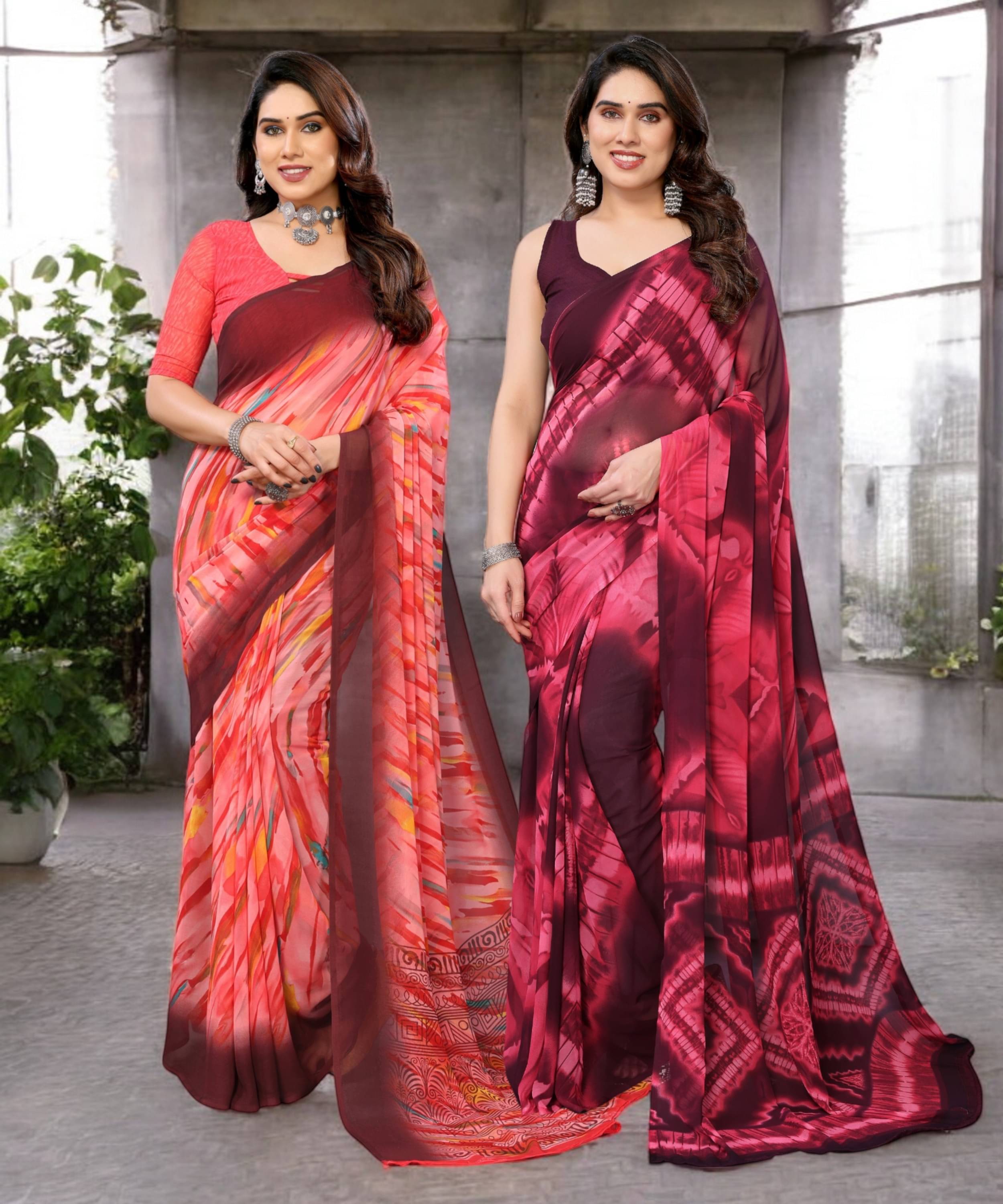     			TTH Georgette Printed Saree Without Blouse Piece ( Multicolor 17 )