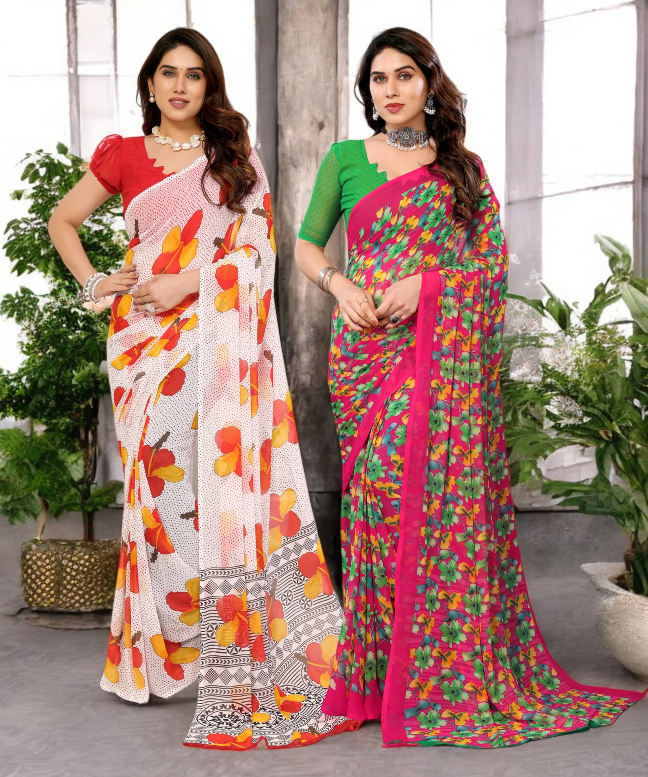     			TTH Georgette Printed Saree Without Blouse Piece ( Multicolor 14 )