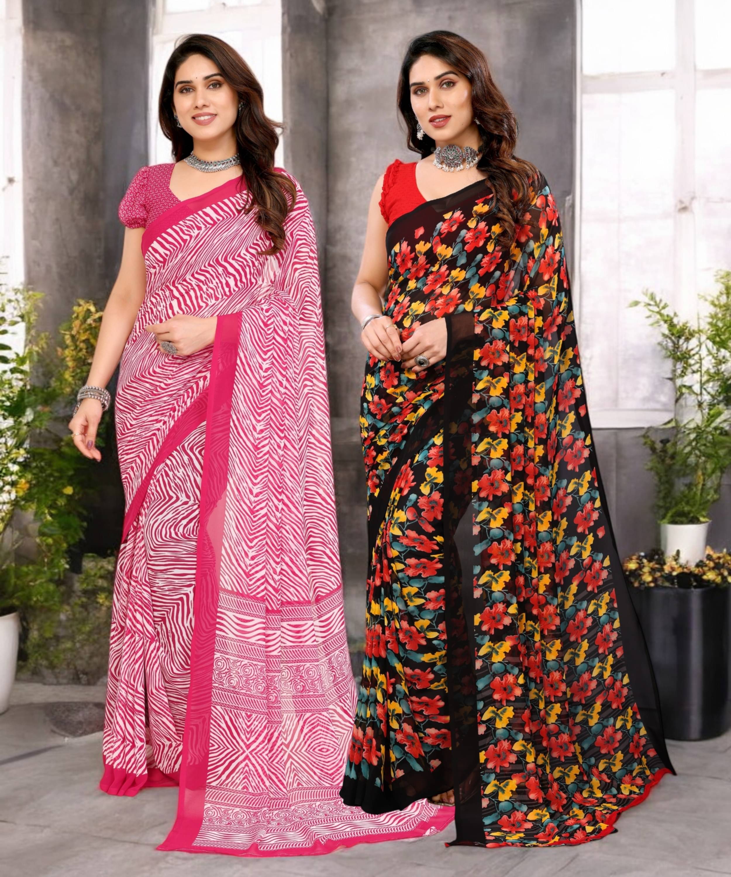 TTH Georgette Printed Saree Without Blouse Piece ( Multicolor 10 ) TTH Georgette Printed Saree Without Blouse Piece ( Multicolor 10 )