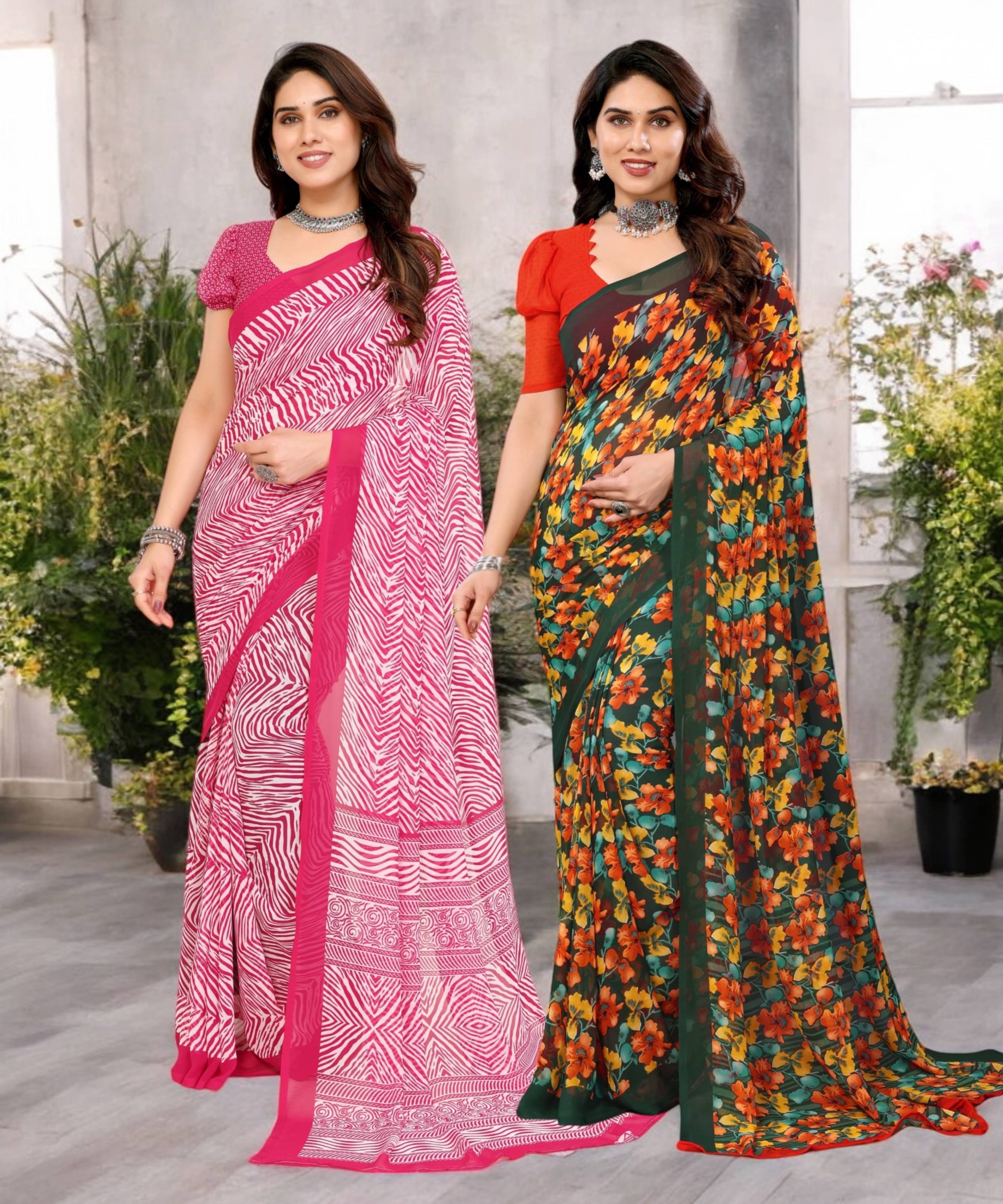 TTH Georgette Printed Saree Without Blouse Piece ( Multicolor 11 ) TTH Georgette Printed Saree Without Blouse Piece ( Multicolor 11 )