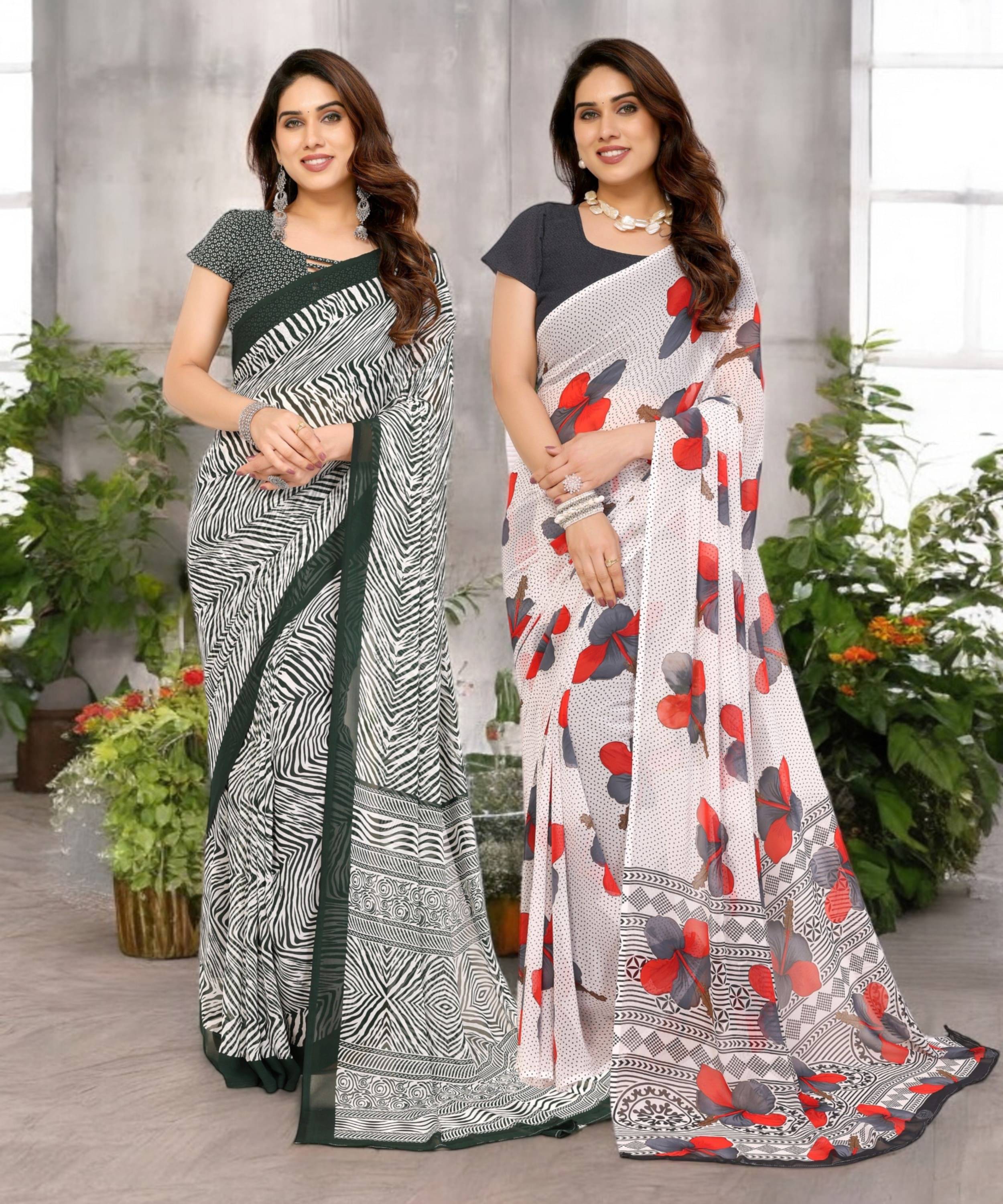TTH Georgette Printed Saree Without Blouse Piece ( Multicolor 2 ) TTH Georgette Printed Saree Without Blouse Piece ( Multicolor 2 )
