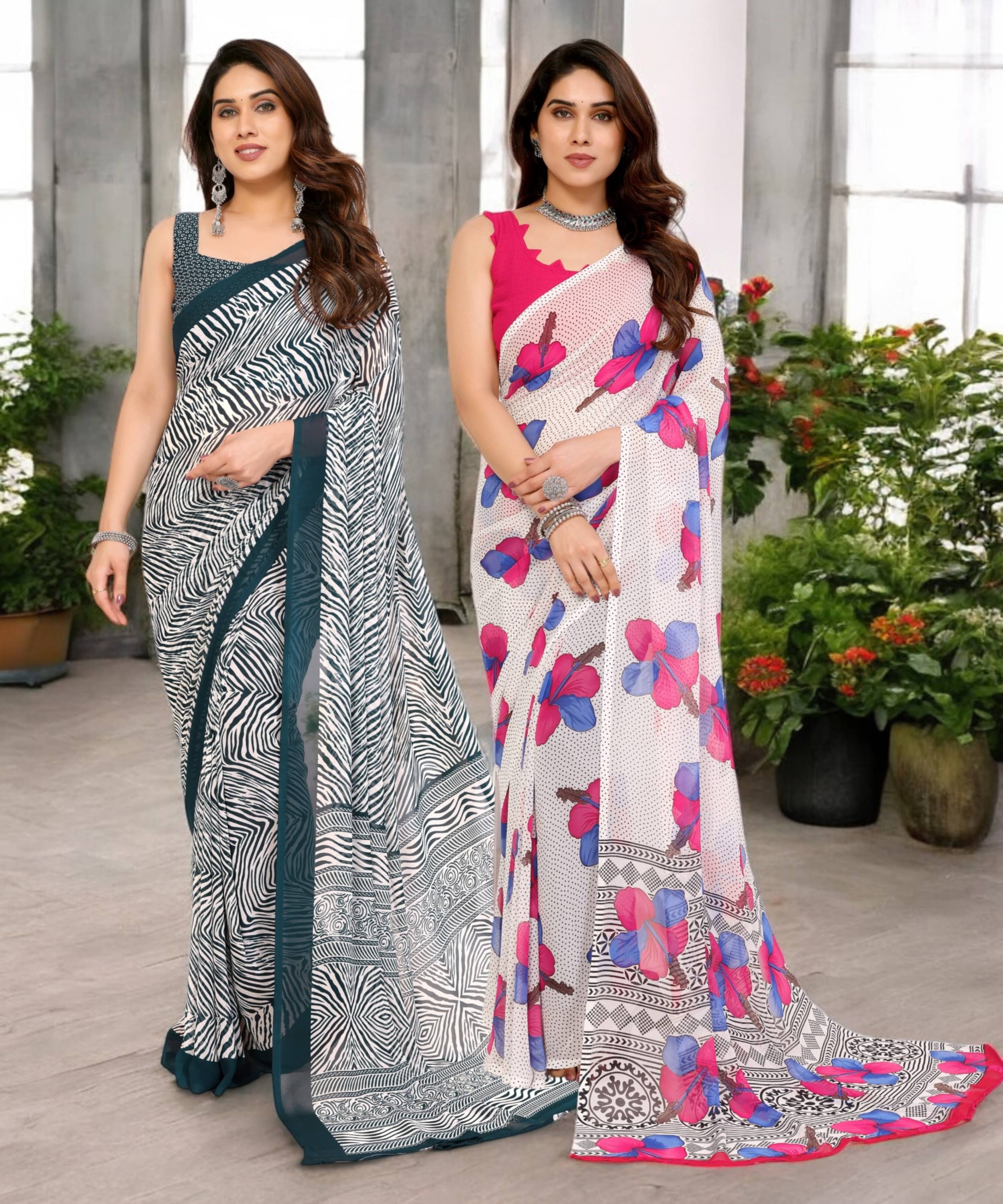 TTH Georgette Printed Saree Without Blouse Piece ( Multicolor 13 ) TTH Georgette Printed Saree Without Blouse Piece ( Multicolor 13 )