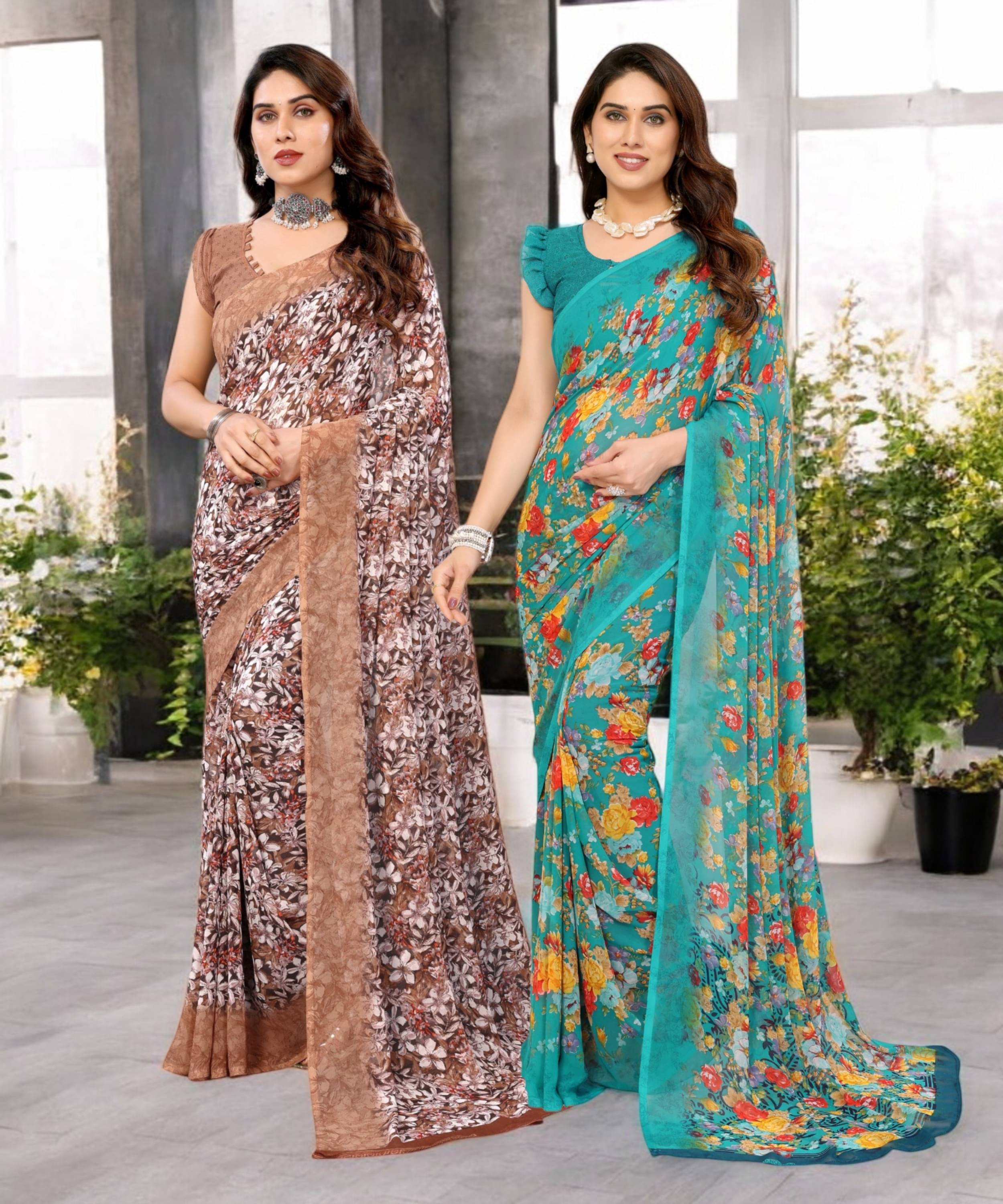     			TTH Georgette Printed Saree Without Blouse Piece ( Multicolor 3 )