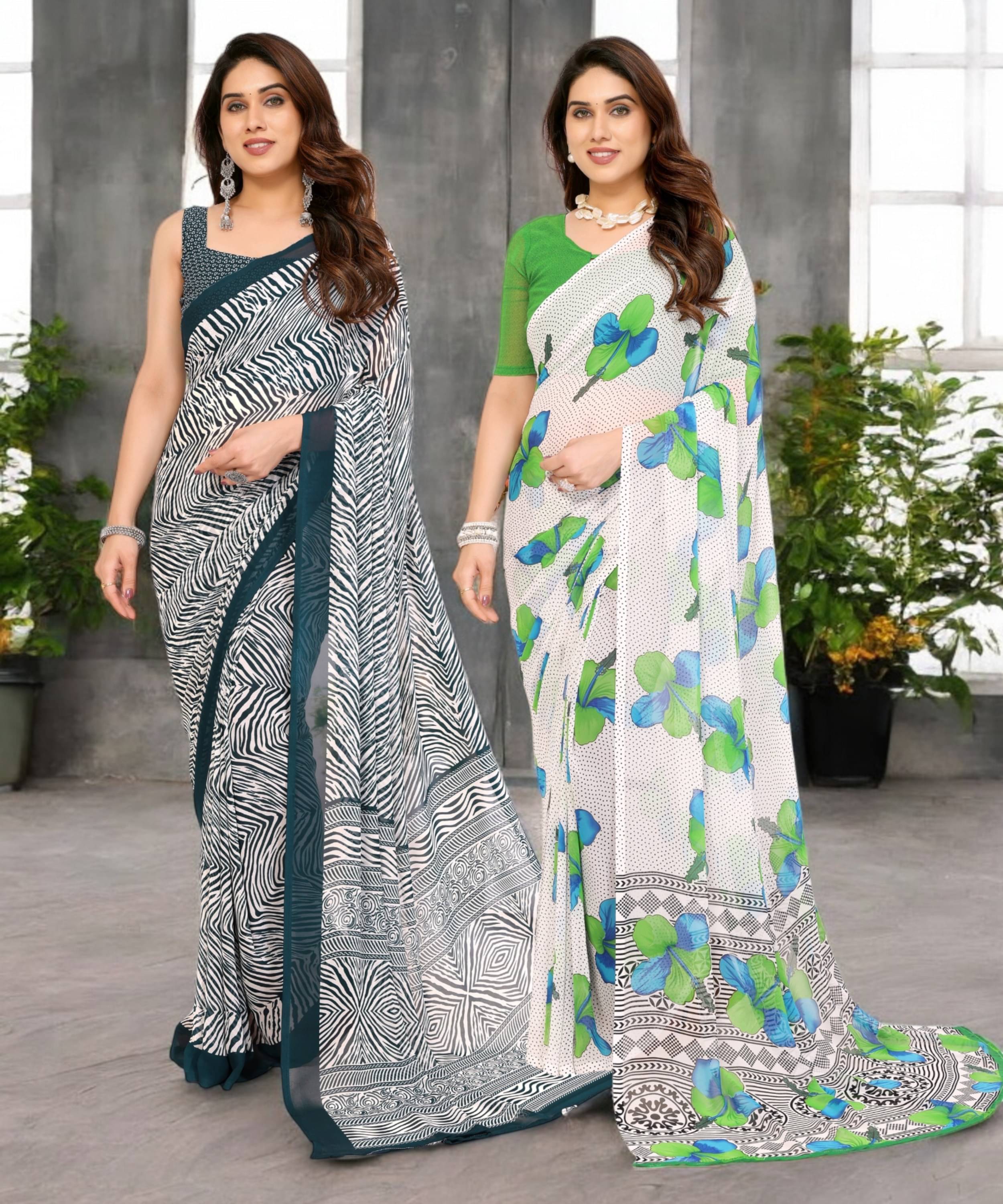     			TTH Georgette Printed Saree Without Blouse Piece ( Multicolor 12 )