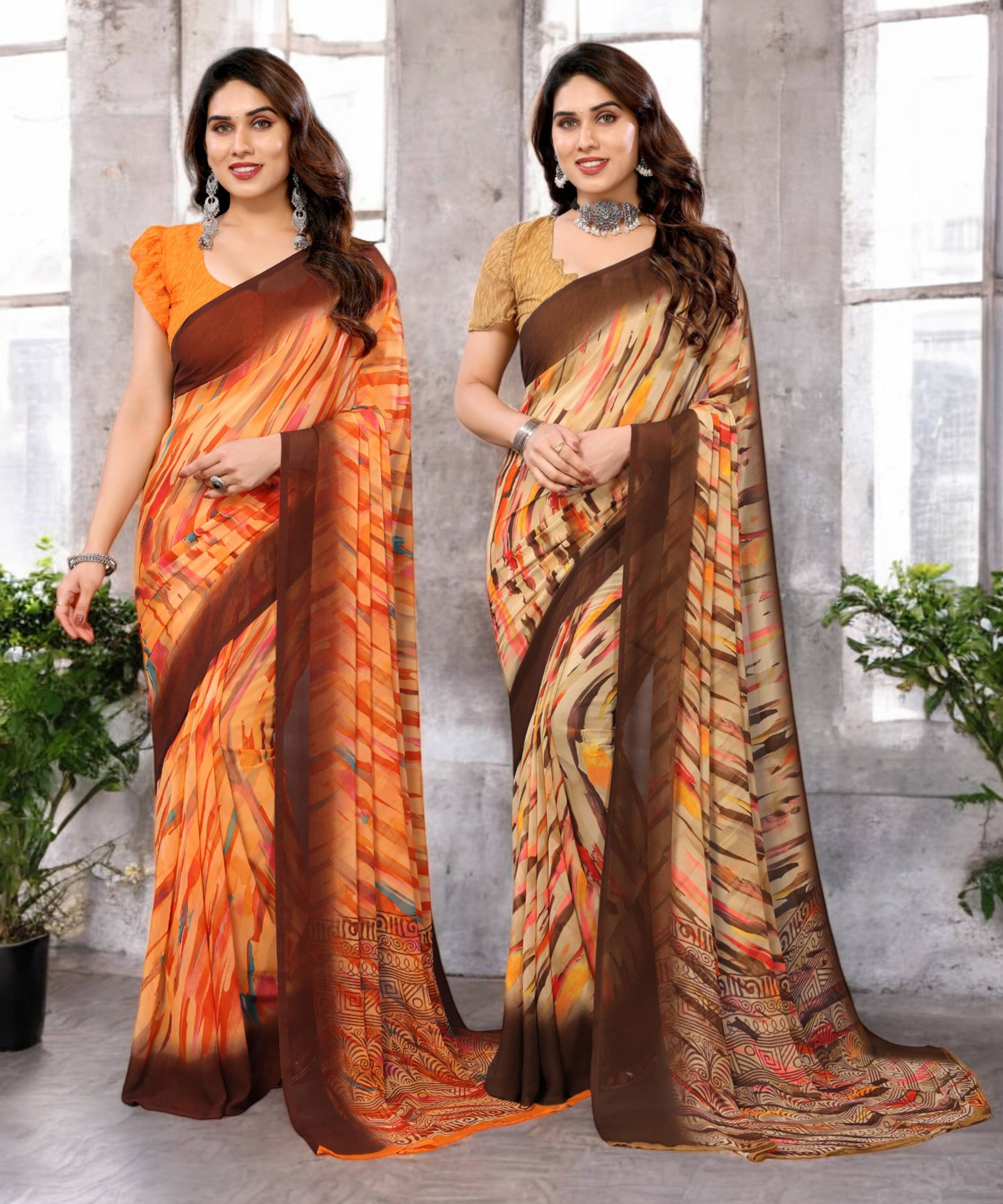 TTH Georgette Printed Saree Without Blouse Piece ( Multicolor 11 ) TTH Georgette Printed Saree Without Blouse Piece ( Multicolor 11 )