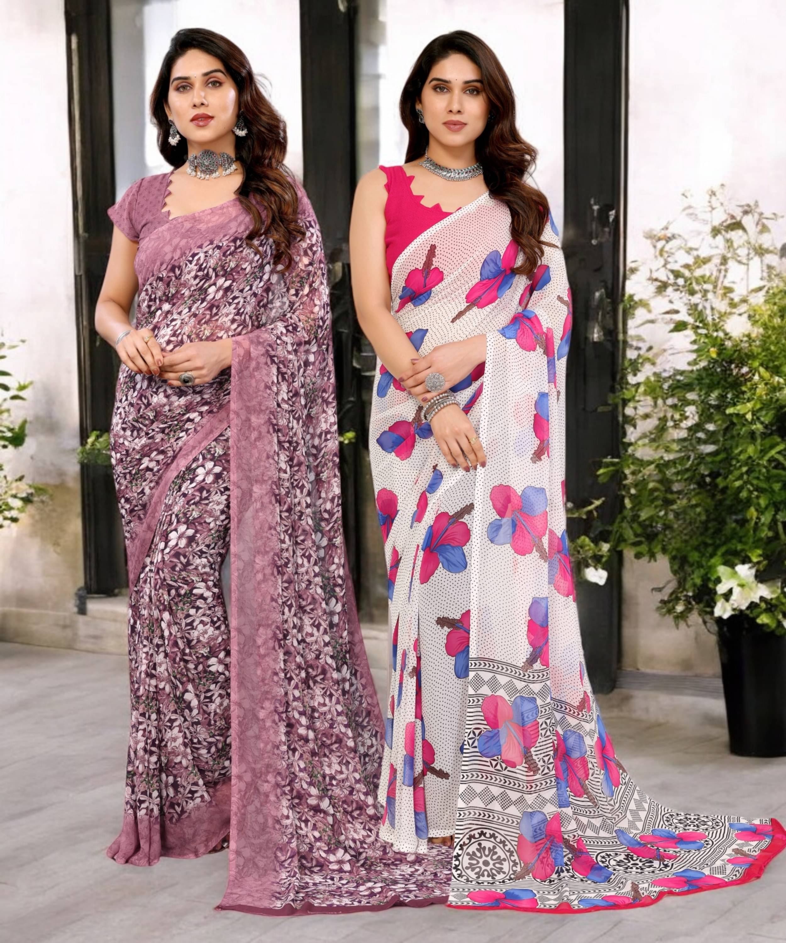 TTH Georgette Printed Saree Without Blouse Piece ( Multicolor 12 ) TTH Georgette Printed Saree Without Blouse Piece ( Multicolor 12 )