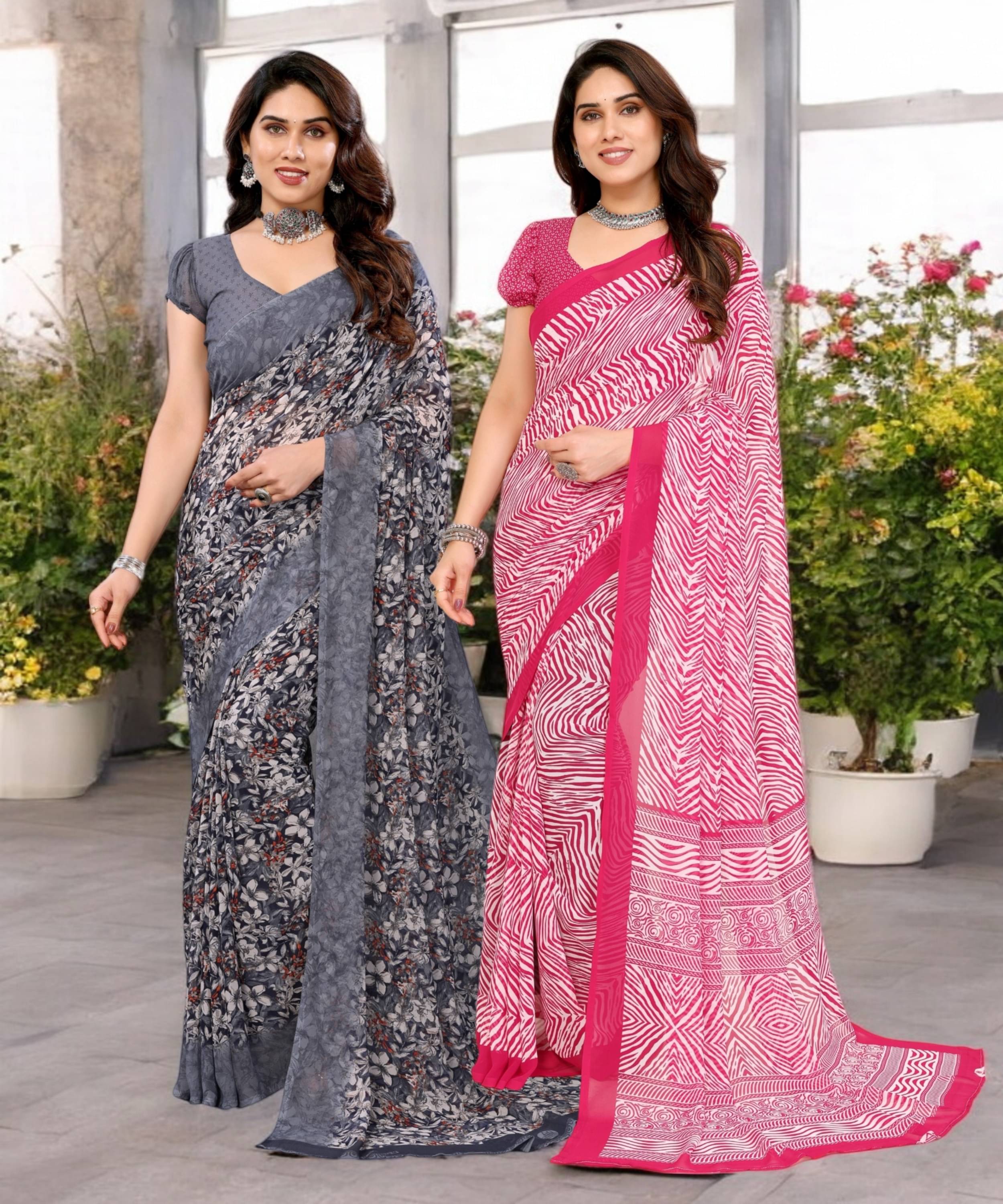     			TTH Georgette Printed Saree Without Blouse Piece ( Multicolor 19 )
