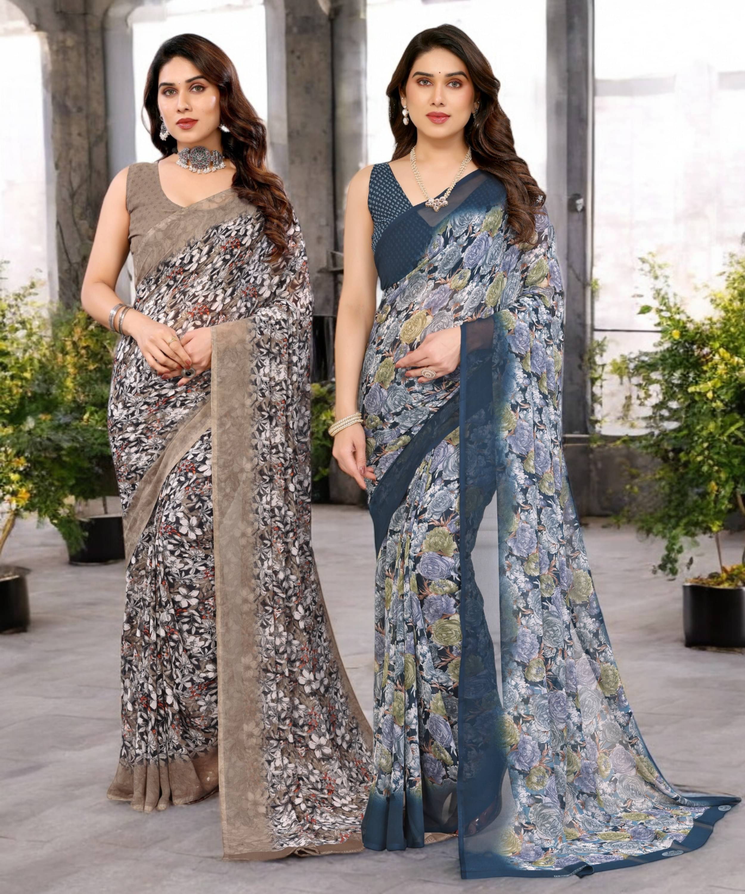 TTH Georgette Printed Saree Without Blouse Piece ( Multicolor 12 ) TTH Georgette Printed Saree Without Blouse Piece ( Multicolor 12 )