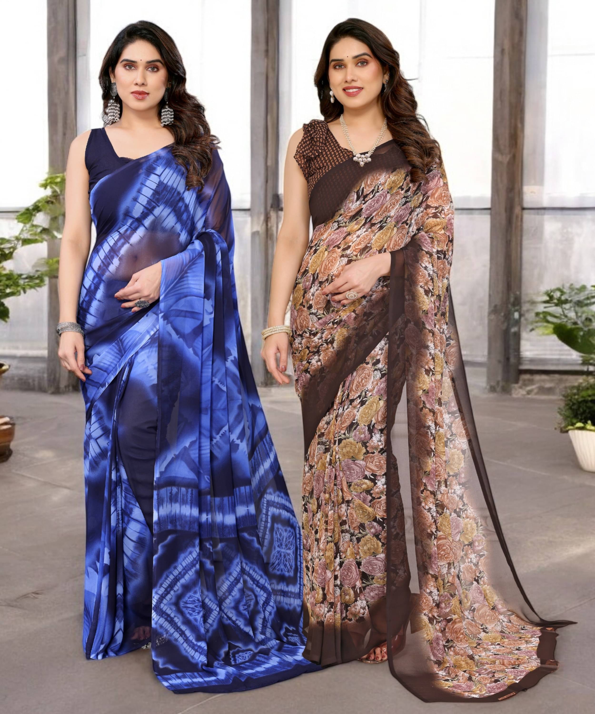 TTH Georgette Printed Saree Without Blouse Piece ( Multicolor 5 ) TTH Georgette Printed Saree Without Blouse Piece ( Multicolor 5 )