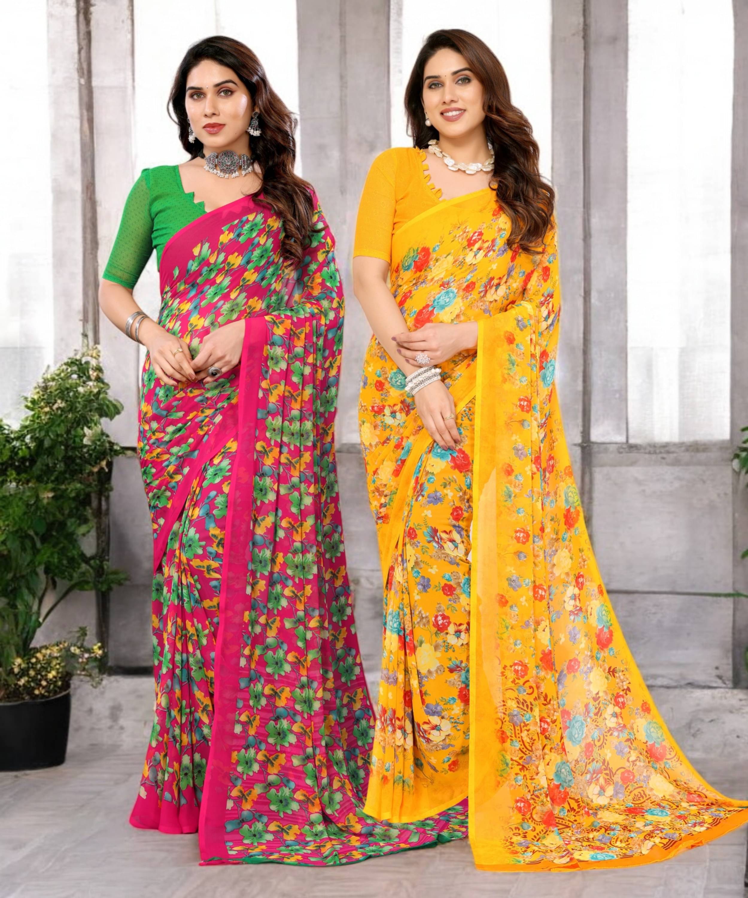 TTH Georgette Printed Saree Without Blouse Piece ( Multicolor 5 ) TTH Georgette Printed Saree Without Blouse Piece ( Multicolor 5 )