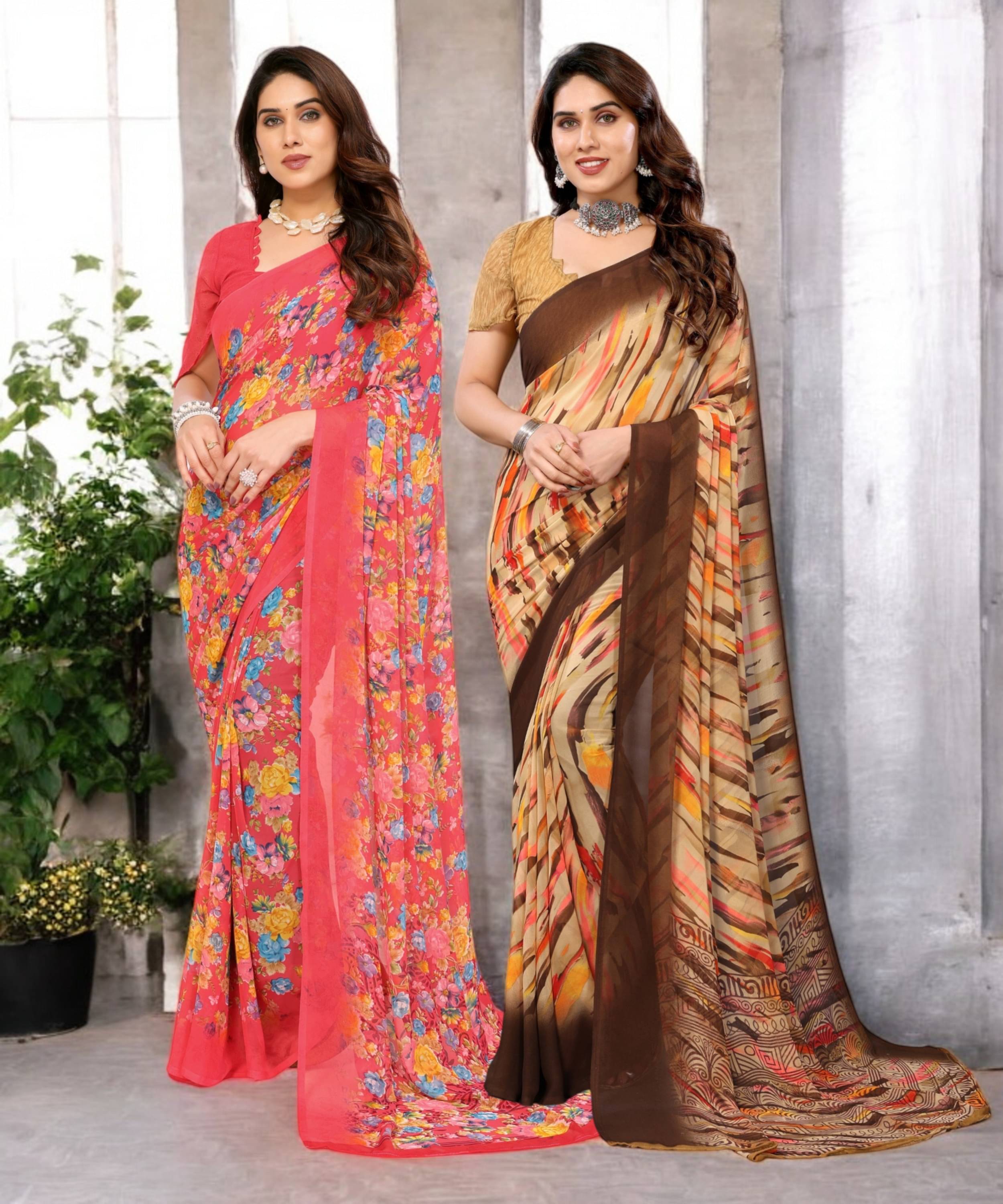    			TTH Georgette Printed Saree Without Blouse Piece ( Multicolor 20 )