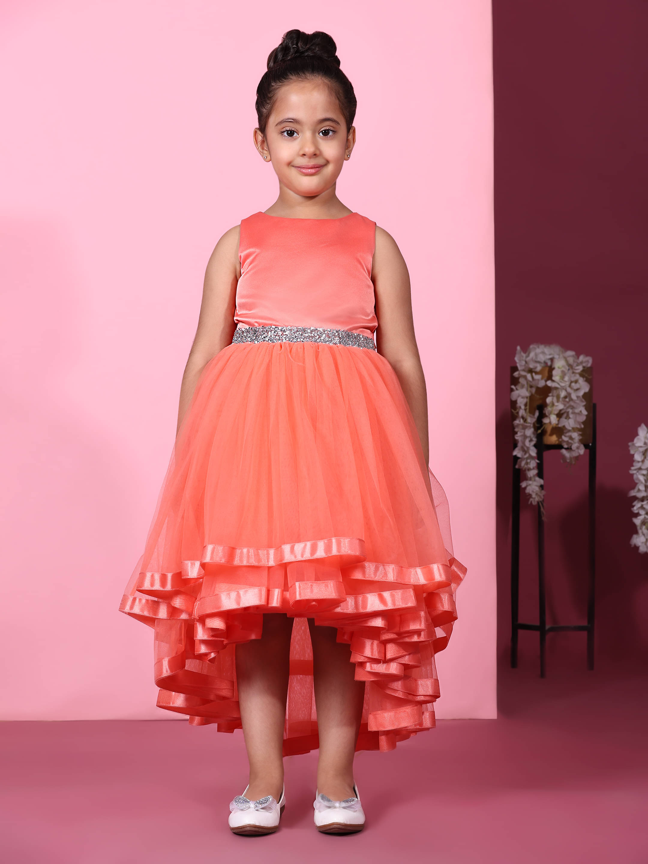     			Toy Balloon Kids Net Frock For Girls ( Pack of 1 , Orange )