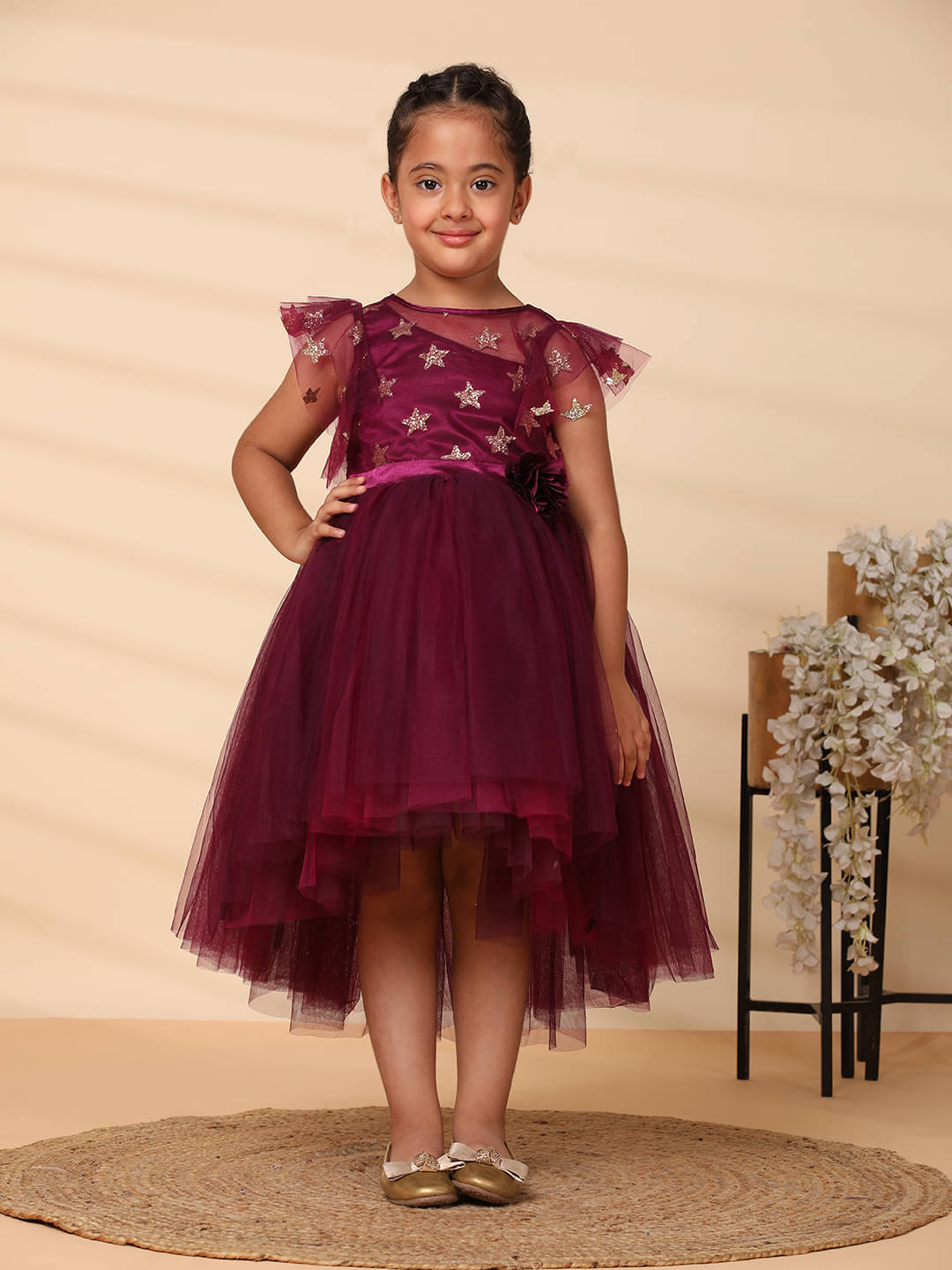     			Toy Balloon Kids Net Frock For Girls ( Pack of 1 , Purple )