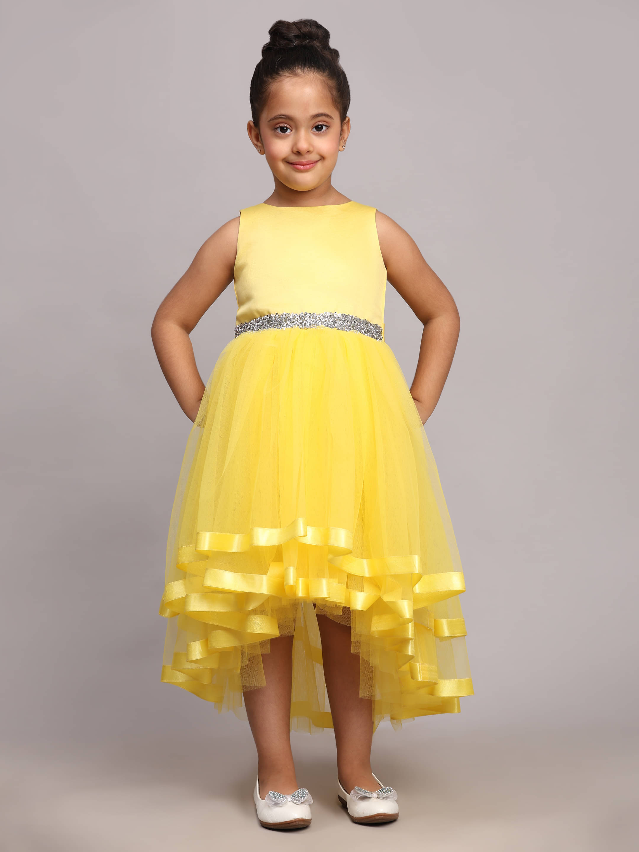     			Toy Balloon Kids Net Frock For Girls ( Pack of 1 , Yellow )