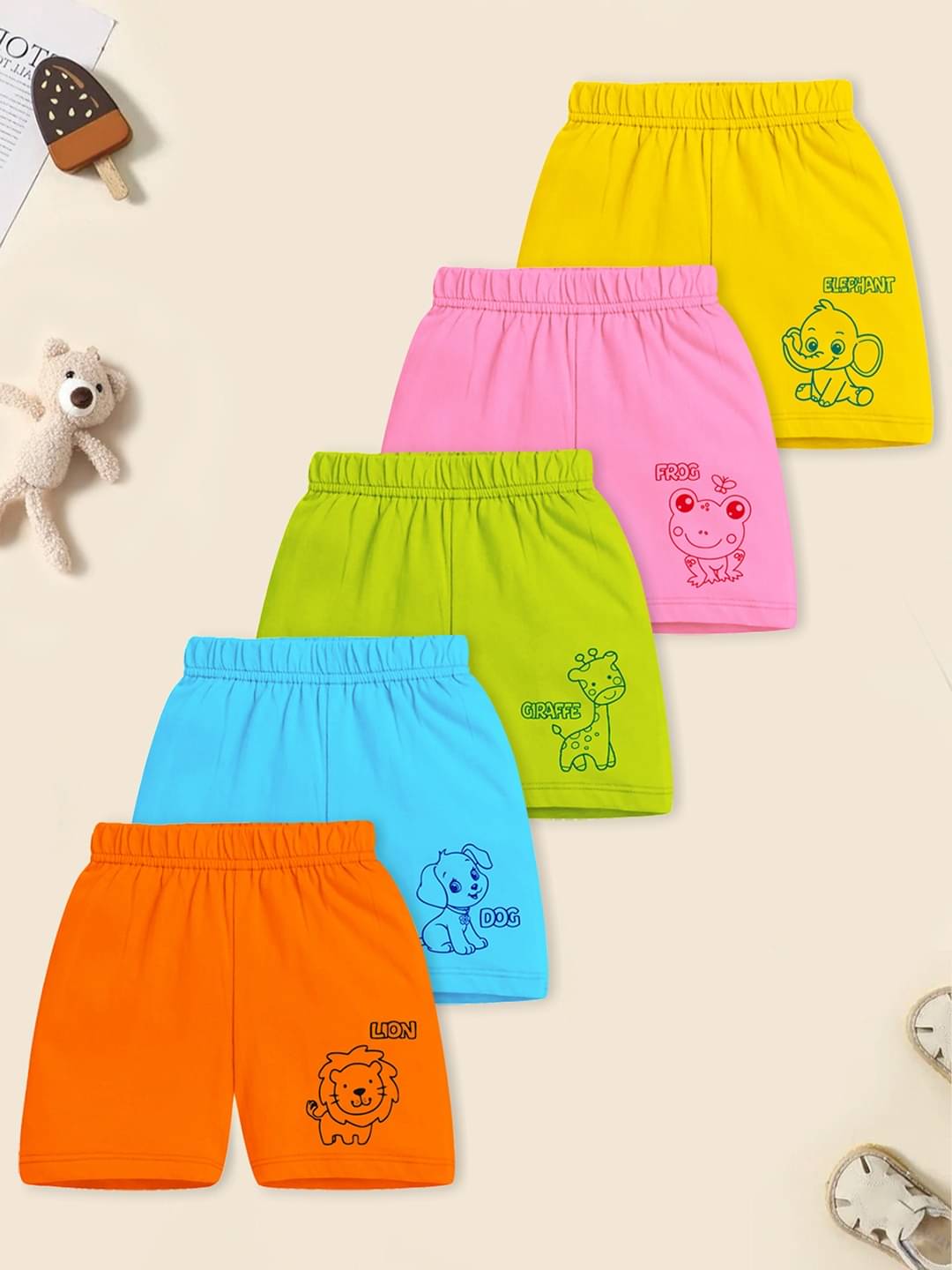     			Trampoline Pack of 5 Cotton Blend Shorts For Boys ( Yellow )