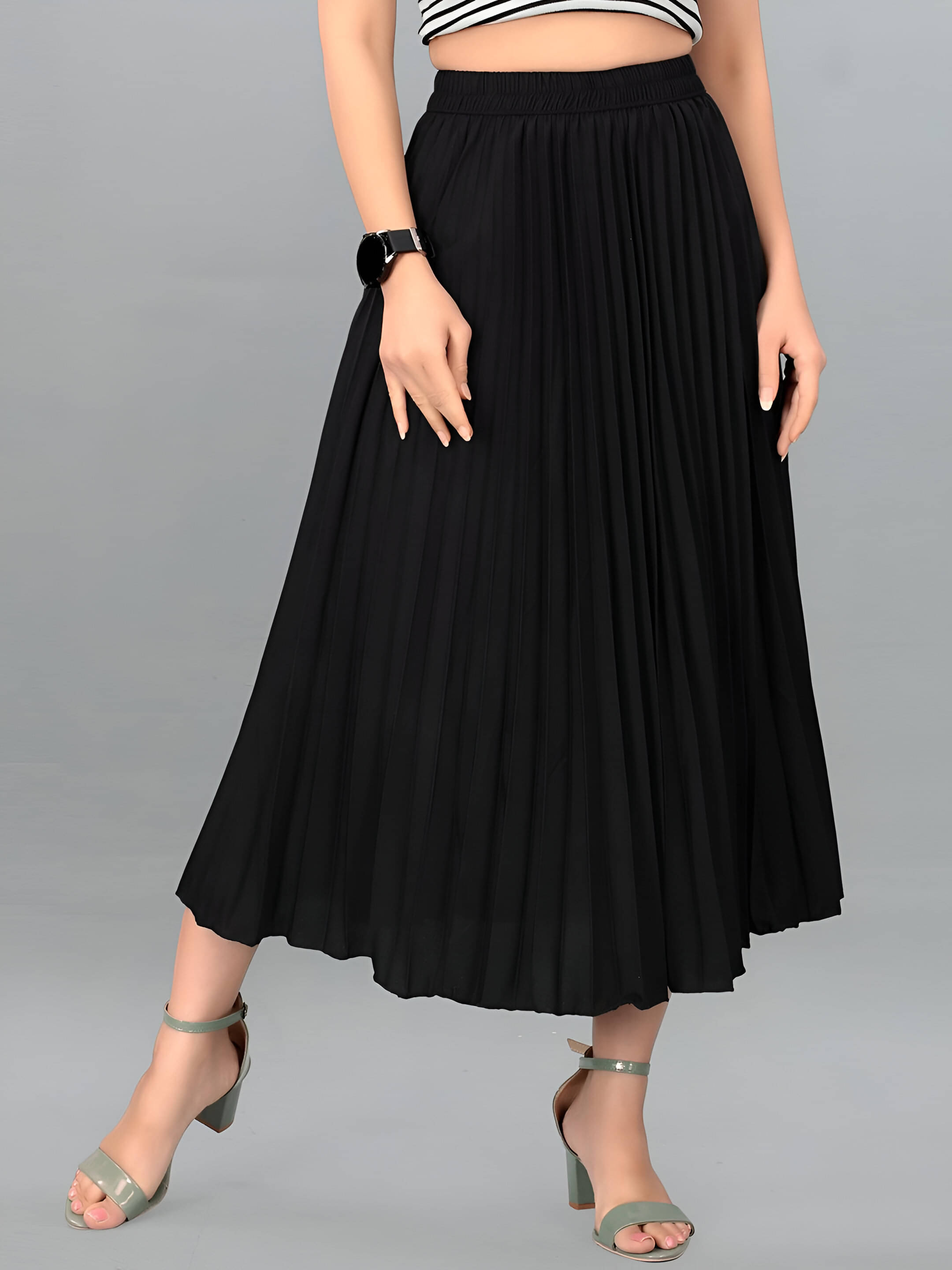     			ZWERLON Black Rayon Women's Flared Skirt ( Pack of 1 )