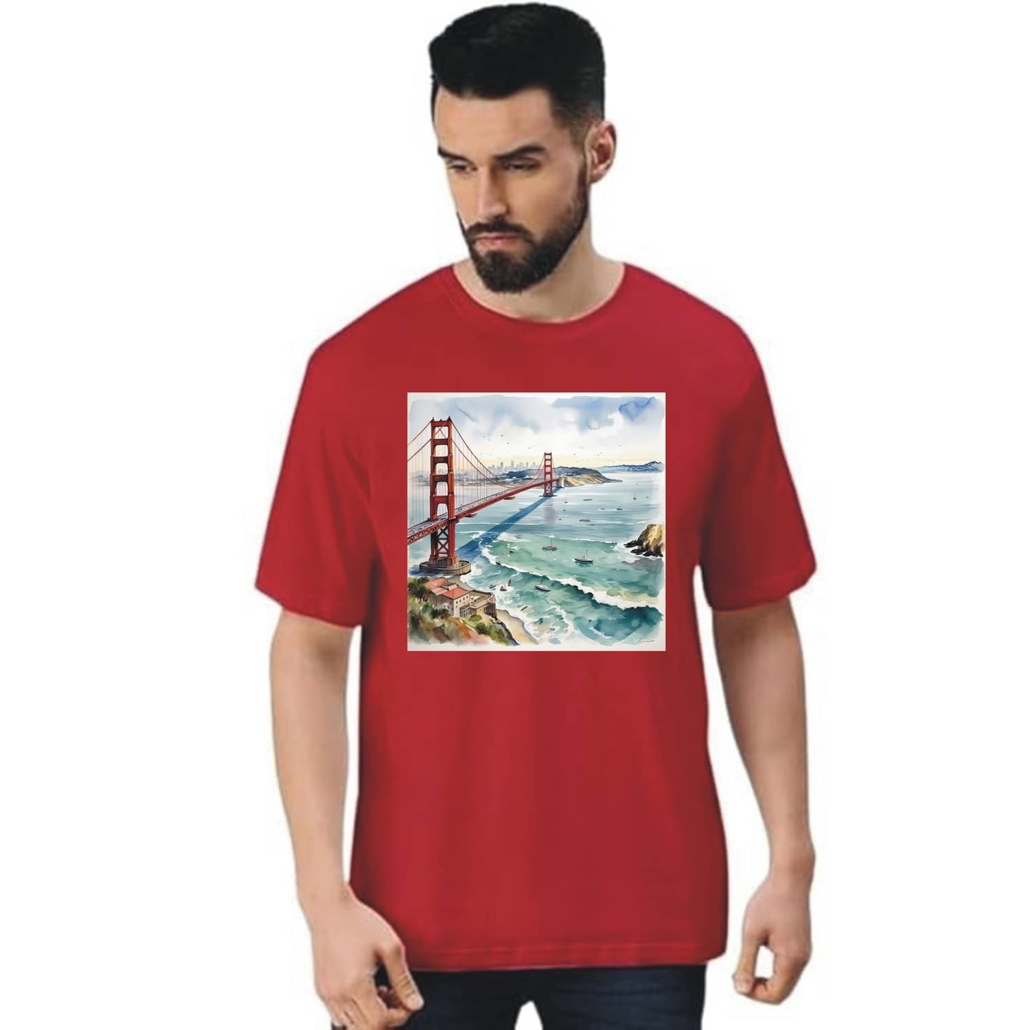 Zyra Fashion Cotton Blend Oversized Fit Printed Half Sleeves Men's Round T-Shirt - Red ( Pack of 1 )     			Zyra Fashion Cotton Blend Oversized Fit Printed Half Sleeves Men's Round T-Shirt - Red ( Pack of 1 )