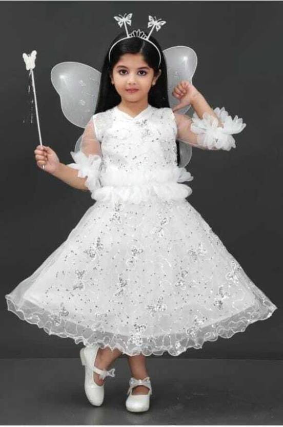 APNA COLLECTION Net Frock For Girls ( Pack of 1 , White ) APNA COLLECTION Net Frock For Girls ( Pack of 1 , White )