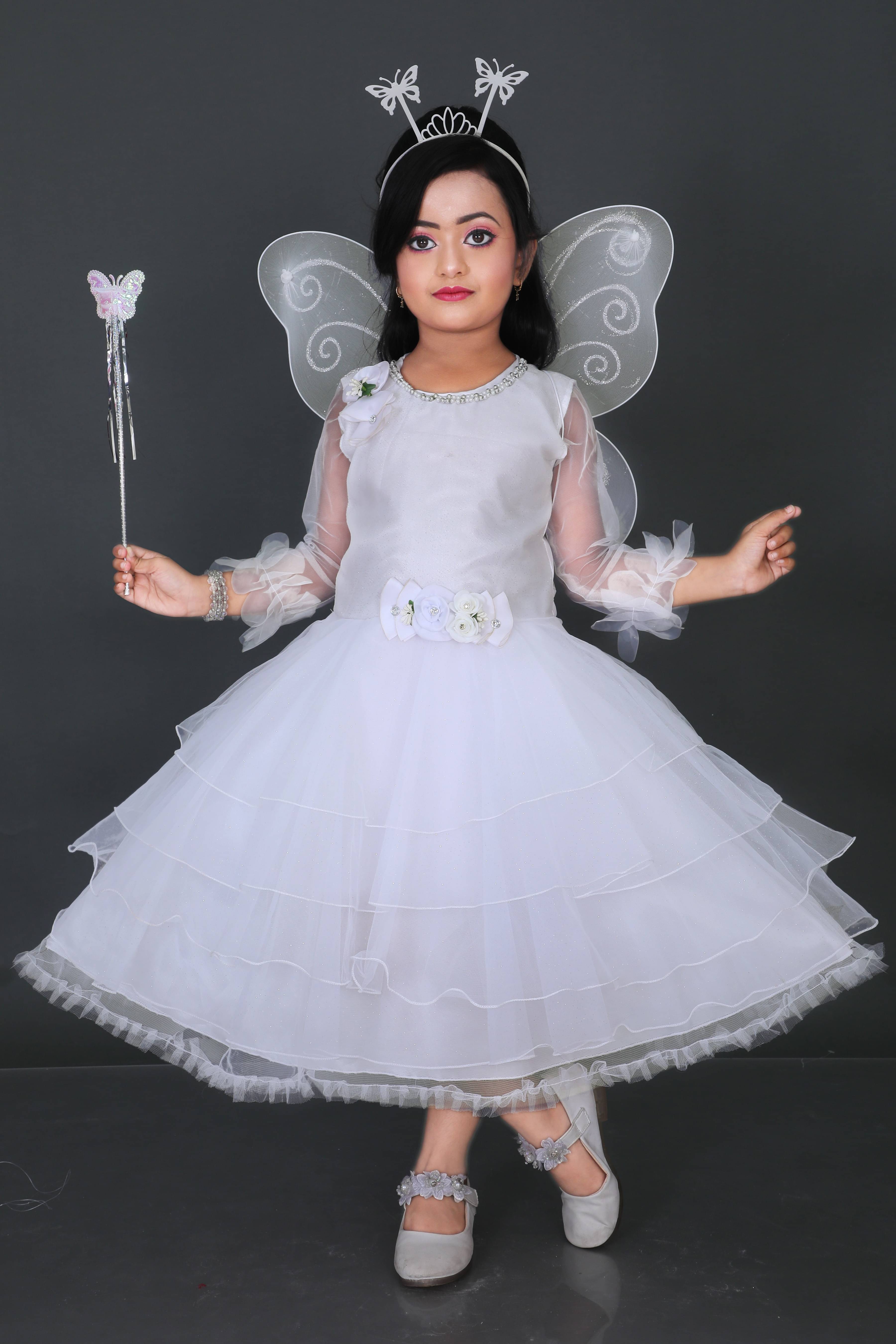     			APNA COLLECTION Net Frock For Girls ( Pack of 1 , White )