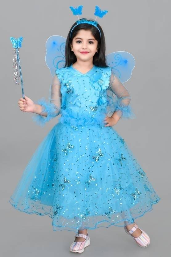 APNA COLLECTION Net Frock For Girls ( Pack of 1 , Light Blue ) APNA COLLECTION Net Frock For Girls ( Pack of 1 , Light Blue )